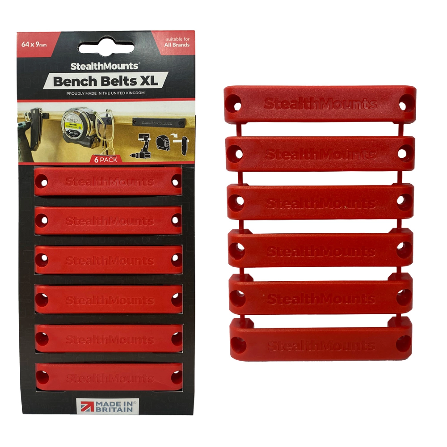 StealthMounts BB-XL-RED-6 XL 6-delige gereedschapshouder - rood-image