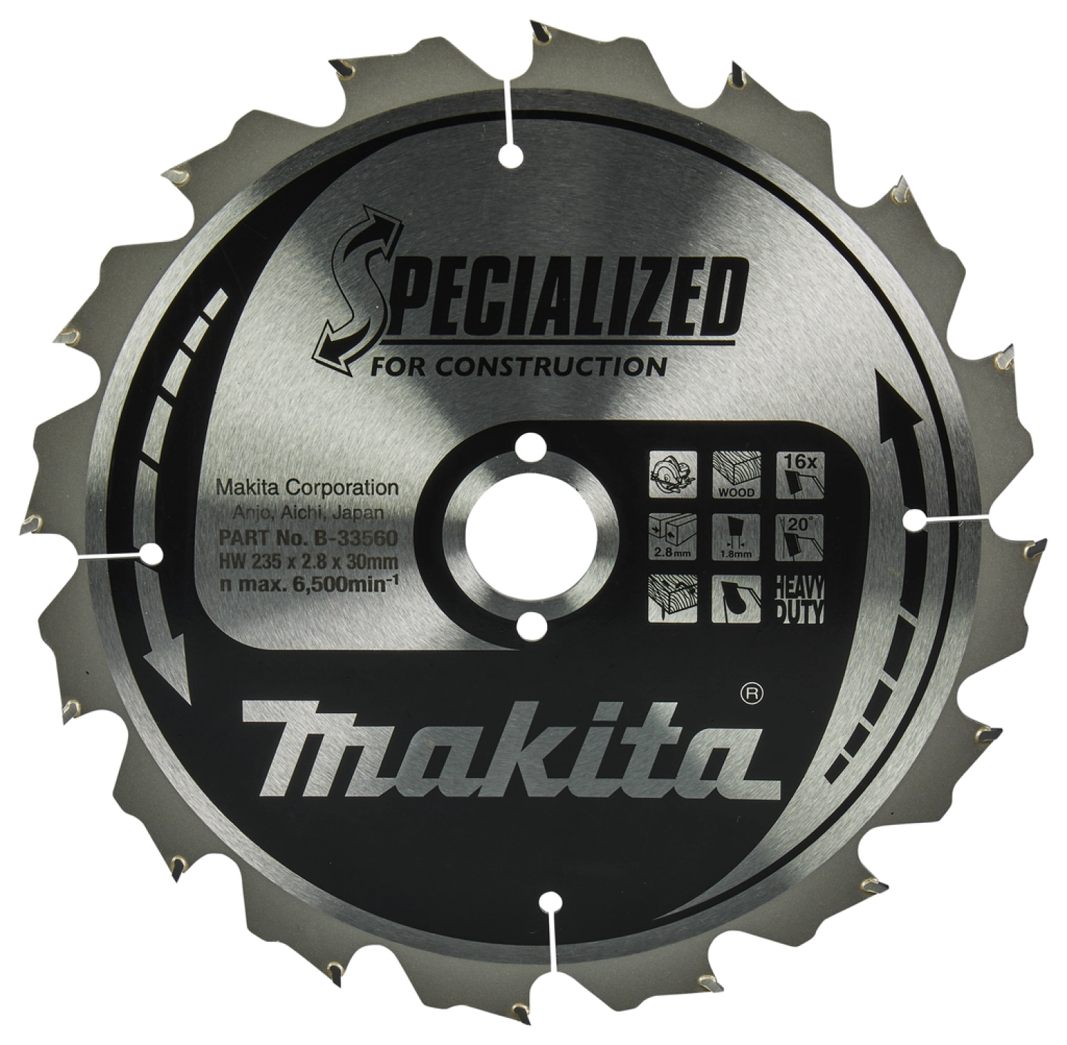 Makita B-33560 Cirkelzaagblad Hout - 235 x 30 x 2,8mm T16-image