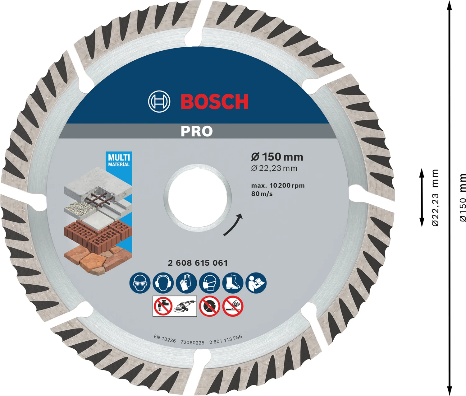 Bosch 2608615061 Diamantdoorslijpschijf - 150 x 22,23mm - universeel-image