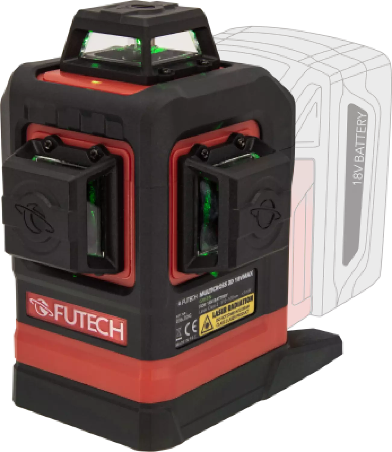 Futech Multicross 3D 18VMAX kruislijnlaser set incl. statief - groen - 70m - 3 lijnen-image