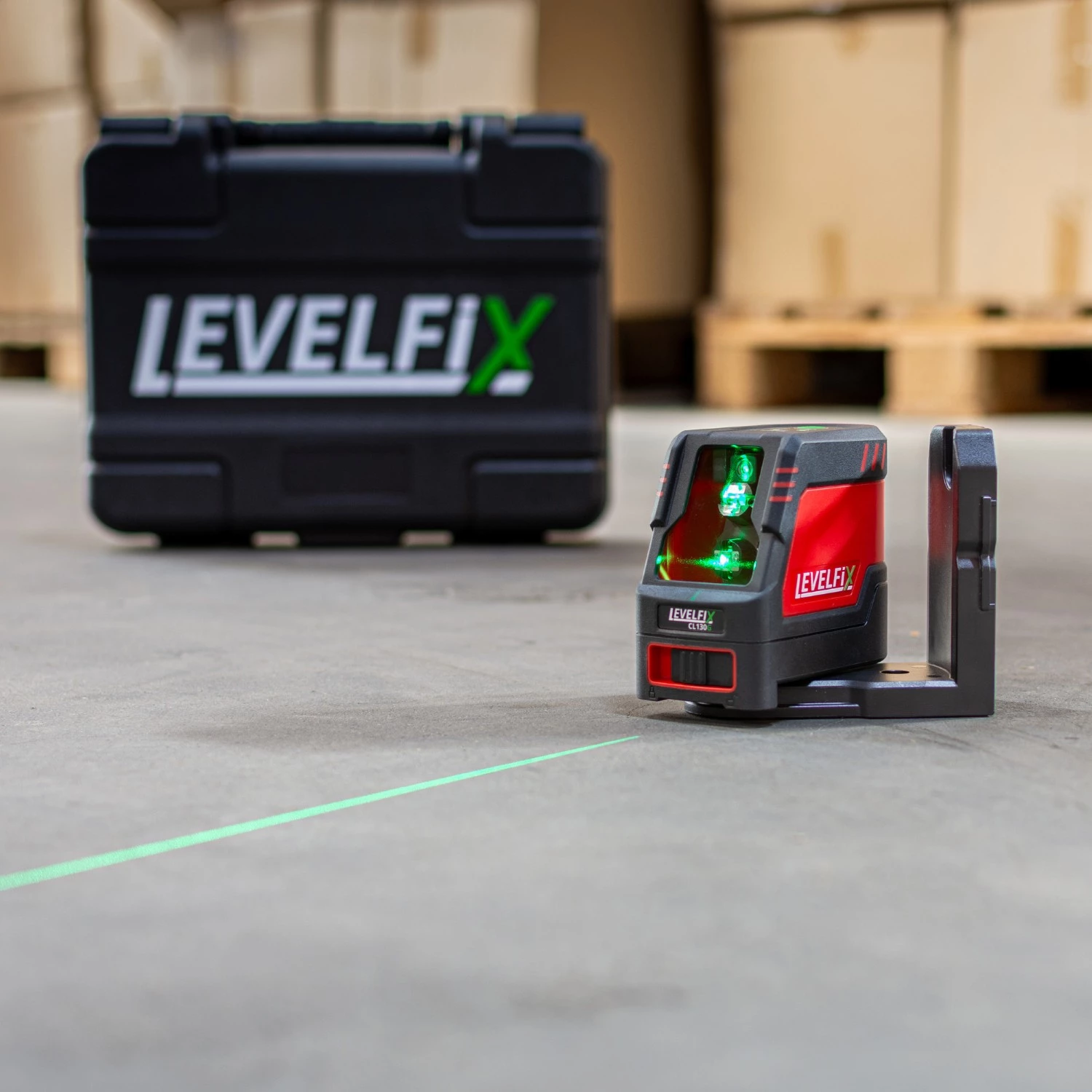 Levelfix CL130G Laser à lignes croisées dans un coffret - 2 lignes - vert - 30 m - IP54-image