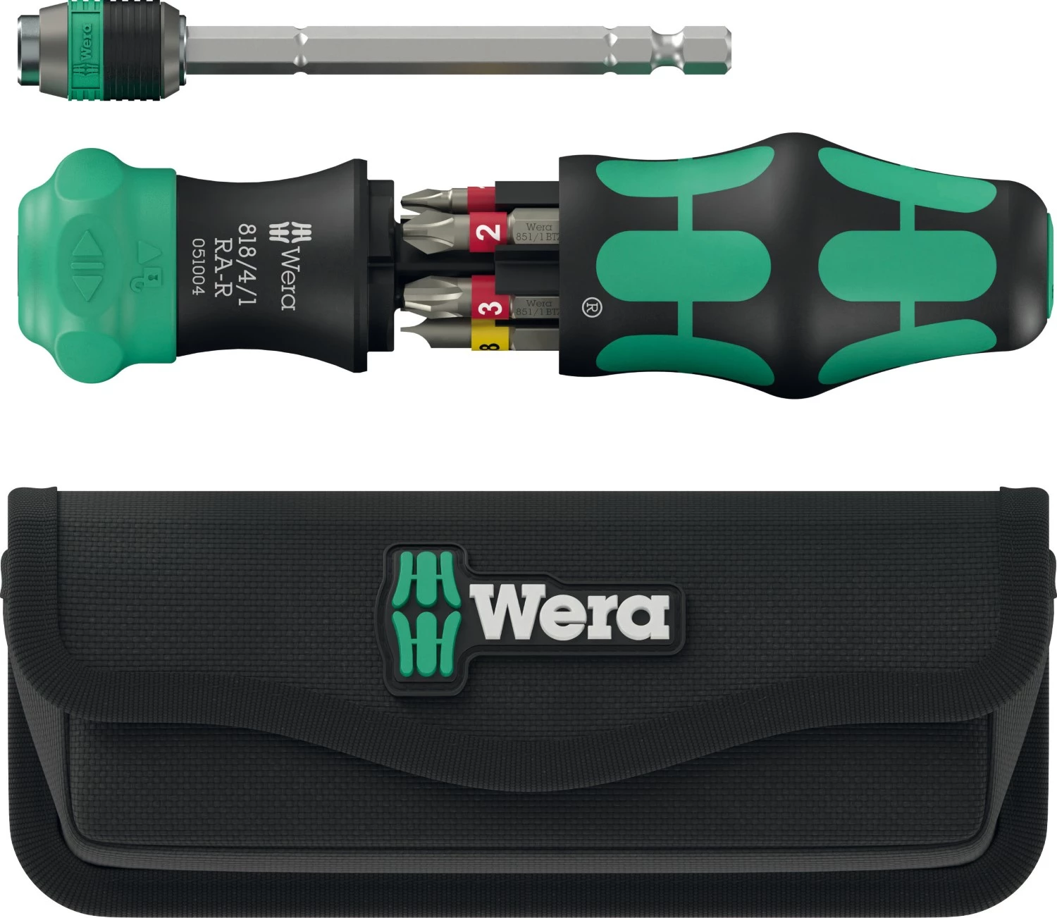 Wera 05051515001 Kraftform Kompakt 25 RA-R Bitschroevendraaier in etui - 6 in 1 multi-bit - met ratelfunctie-image