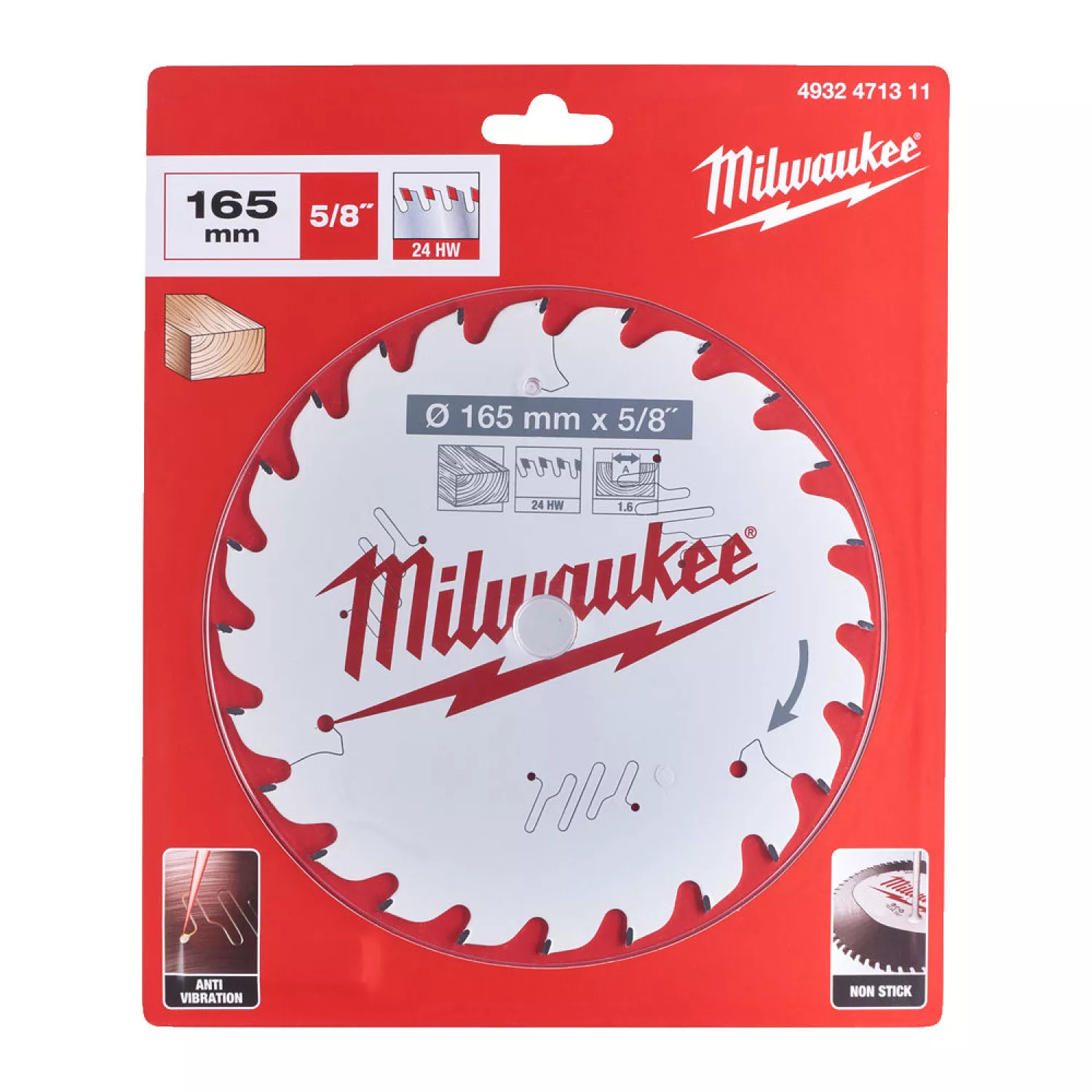 Milwaukee 4932471311 HM Cirkelzaagblad - 165 x 15,87 x 24T - Hout/MDF/Laminaat-image