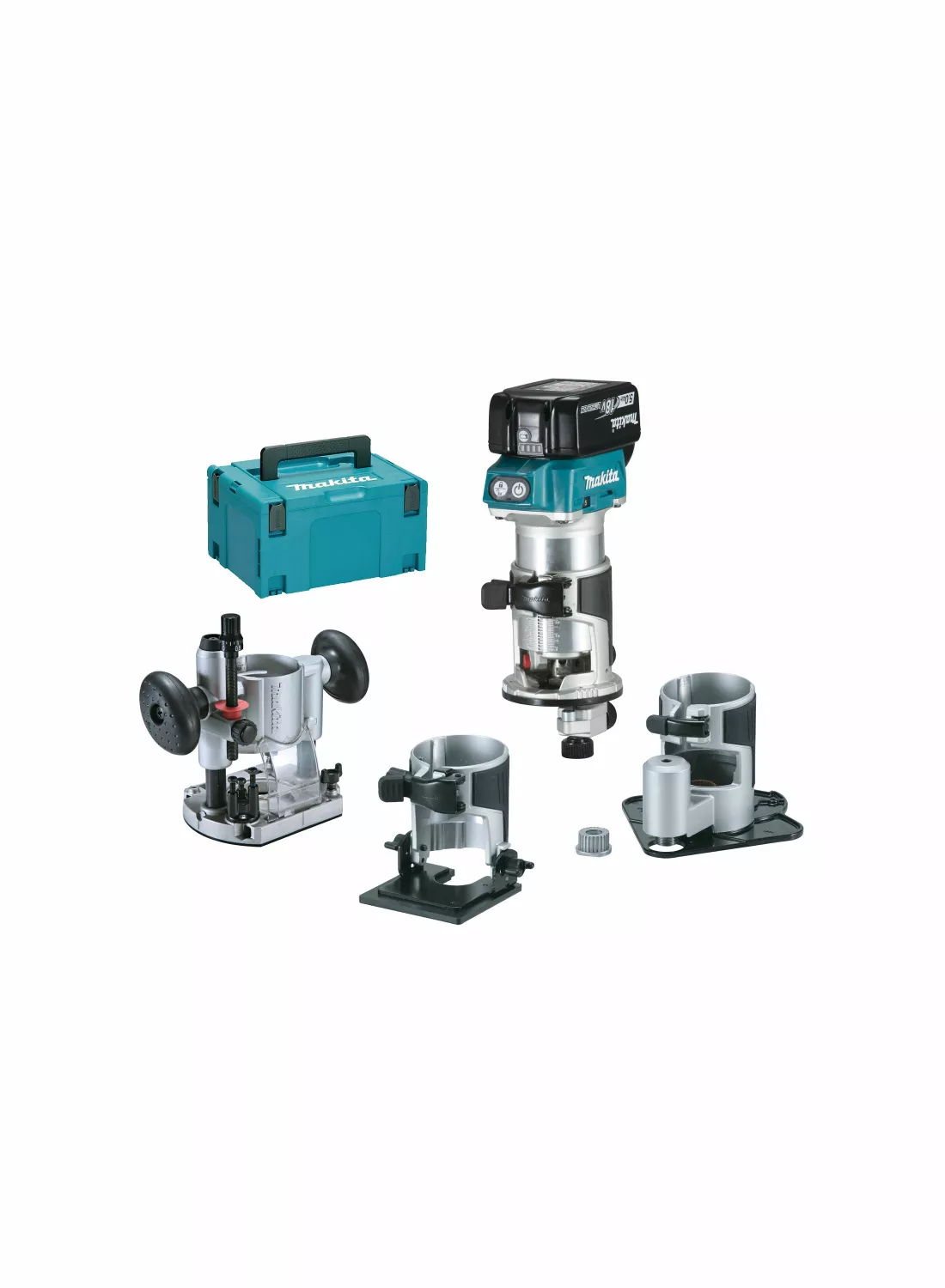 Makita DRT50RTJX3 18V Li-Ion accu bovenfrees / kantenfrees / trimmer set (2x 5.0Ah accu) in Mbox-image