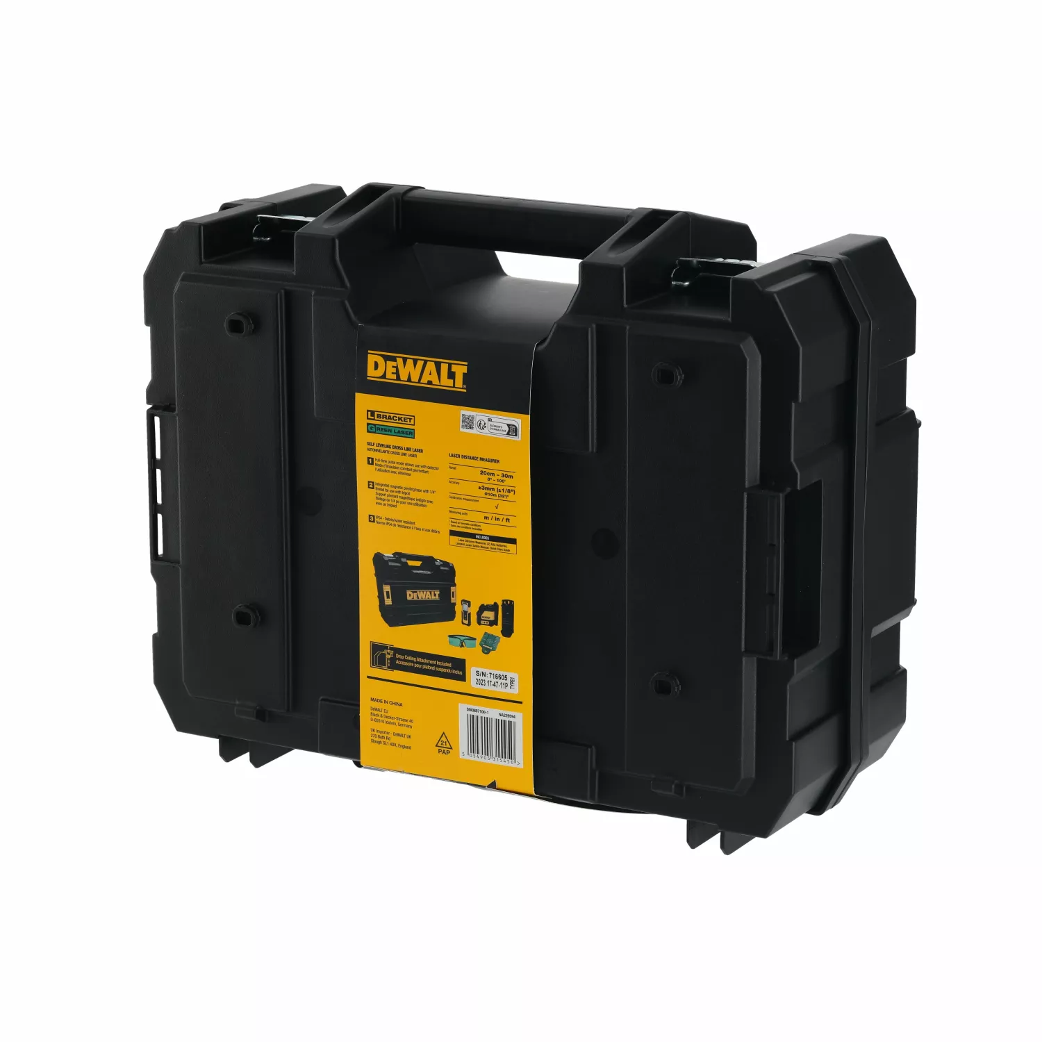 DeWALT DW0887100 Ensemble de laser à lignes croisées incluant un télémètre dans une mallette - Vert - 2x 15m - IP40-image