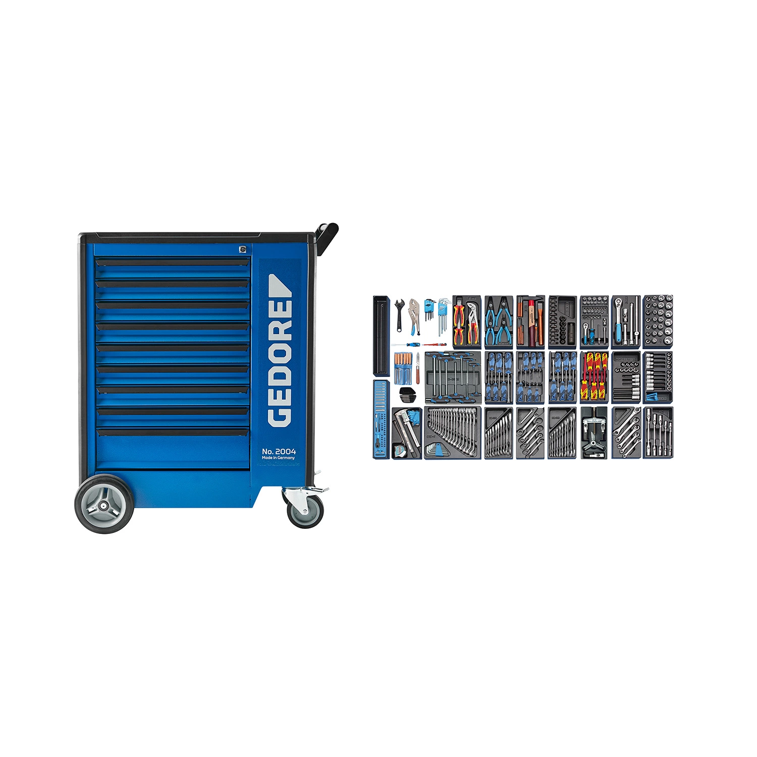 Gedore 2657716 1500 ES-03-2004 Chariot à outils en acier rempli - 325 pièces - 9 tiroirs-image
