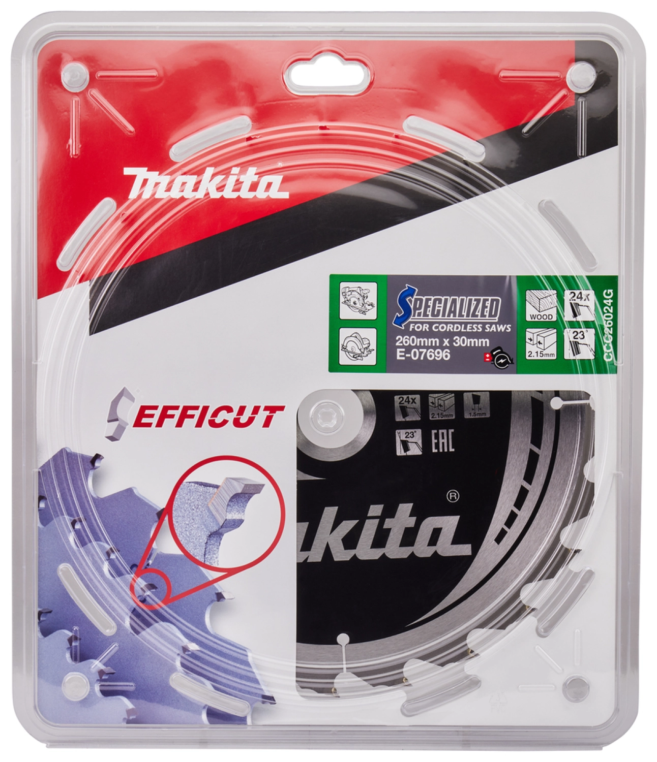 Makita E-07696 Efficut Lame de scie circulaire Bois - 260x30x2,15mm 24T-image