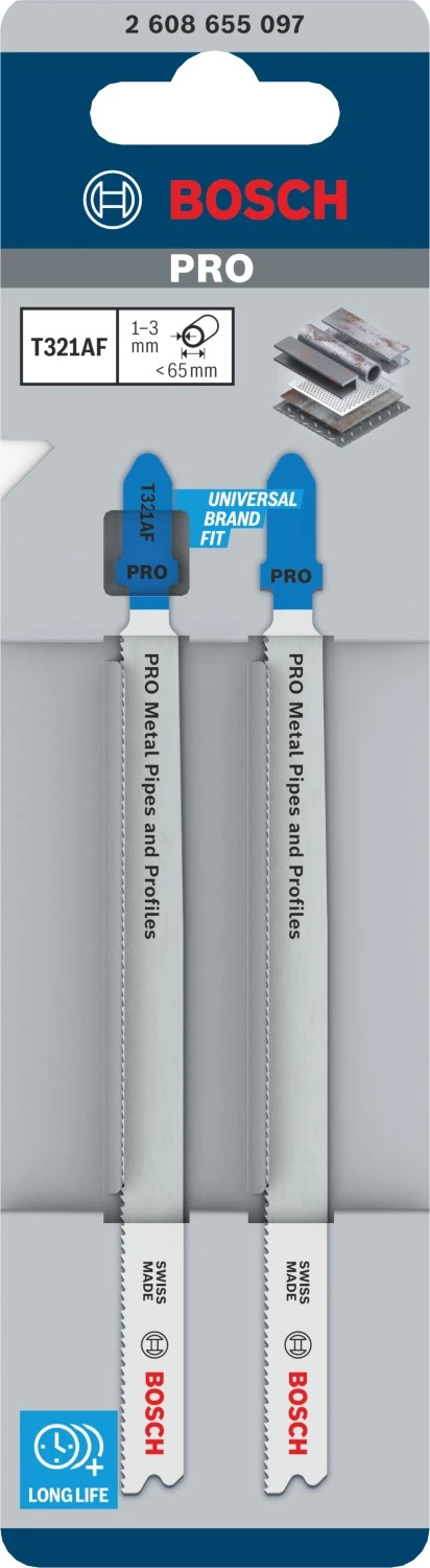 Bosch 2608655097 PRO T321AF Lame de scie sauteuse Tubes et profilés - métal (2 pcs)-image