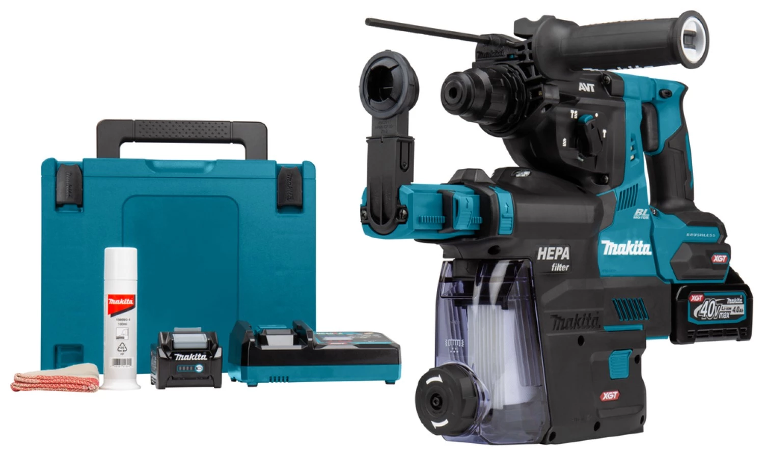 MAKITA HR003GM202 Perforateur burineur sans-fil - XGT 40V max Li-ion- Kit (2x 4,0h) - Système d'aspiration - Mbox - Brushless-image