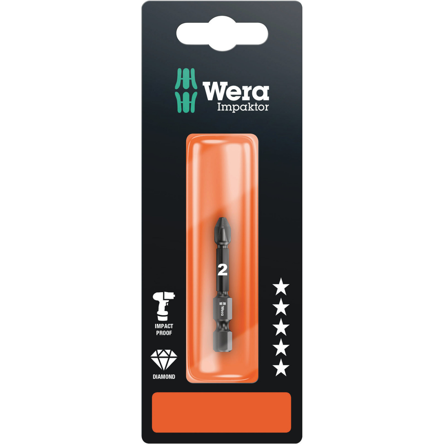 Wera 05073961001 1/4" Pozidrive Impaktor Bit - PZ2 x 50mm-image