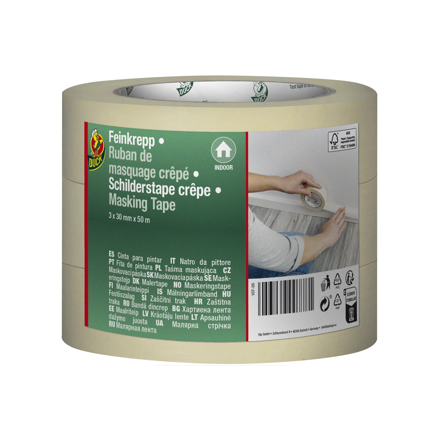 Duck Tape 107-05 Ruban de masquage Basic - Lot de 3 - 30 mm x 50 m