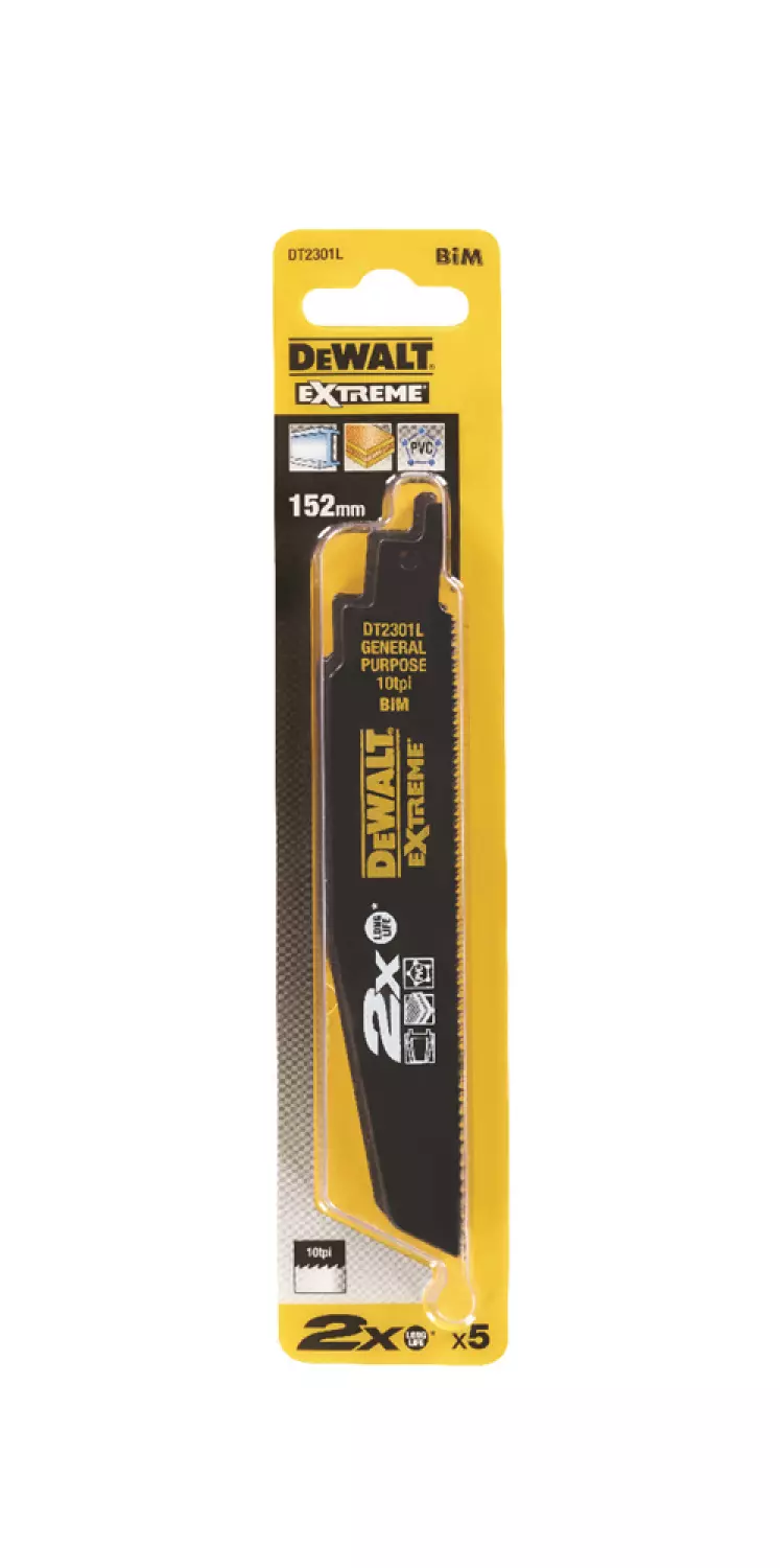DeWALT DT2301L Reciprozaagblad - 152 x 2,5mm - Universeel (5st)-image