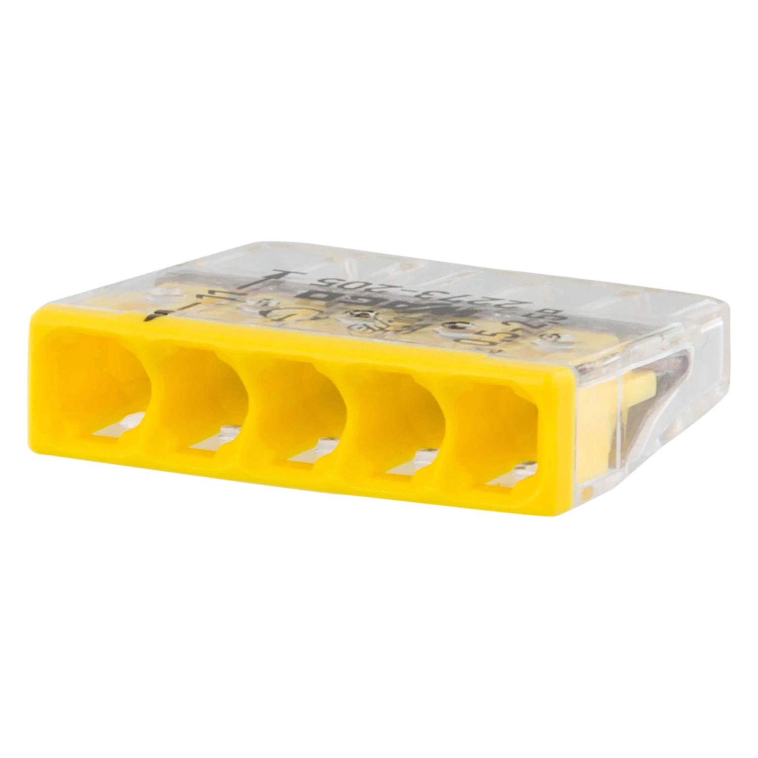 Wago 2273-205 Pince à souder 5-trous - 5 x 0.5 - 2.5 mm² - Transparent-jaune (100pcs)-image