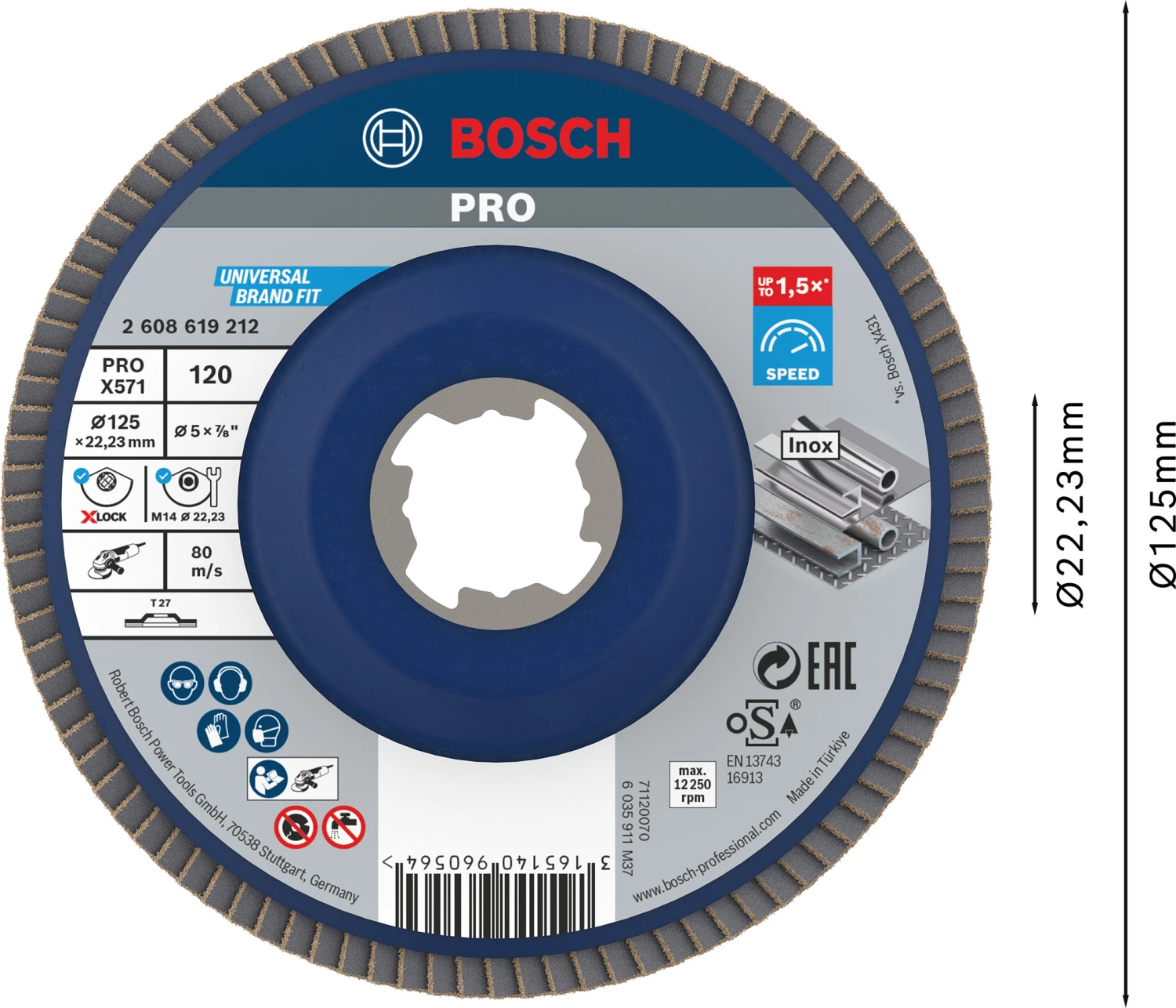 Bosch 2608619212 X-Lock Lamellenschijf Best for Metal - Recht - Kunststof - K120 - X571 - 125mm-image
