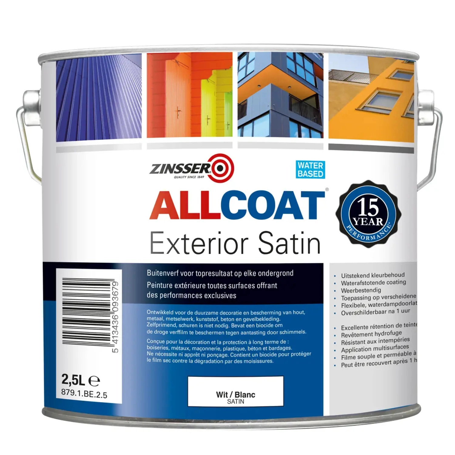 Zinsser Allcoat Exterior Satin - op kleur gemengd - 2,5L
