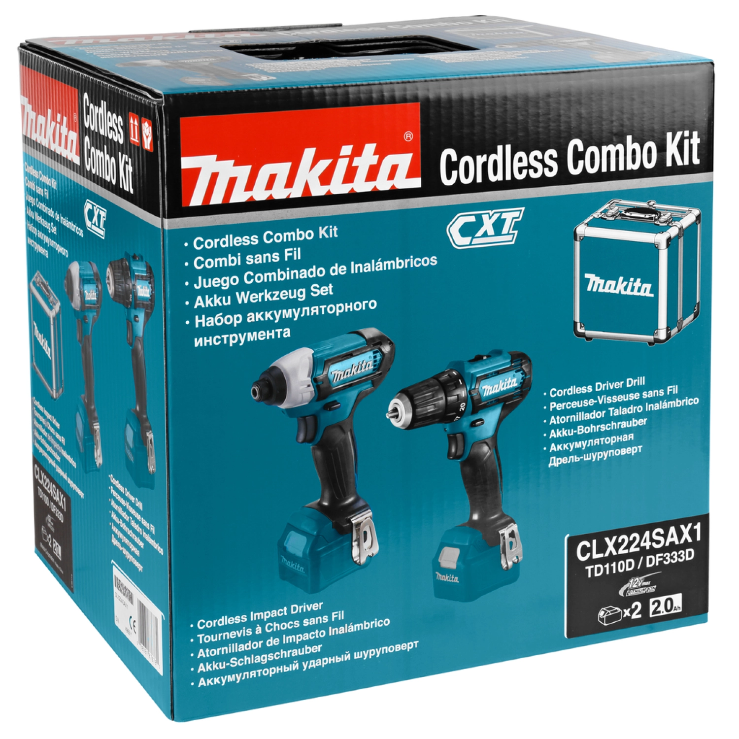 Makita CLX224SAX1 - Kit perceuse visseuse 12V Li-ion (DF333D) & visseuse à choc (TD110D) - Coffret - Batteries (2x 2,0 Ah)-image