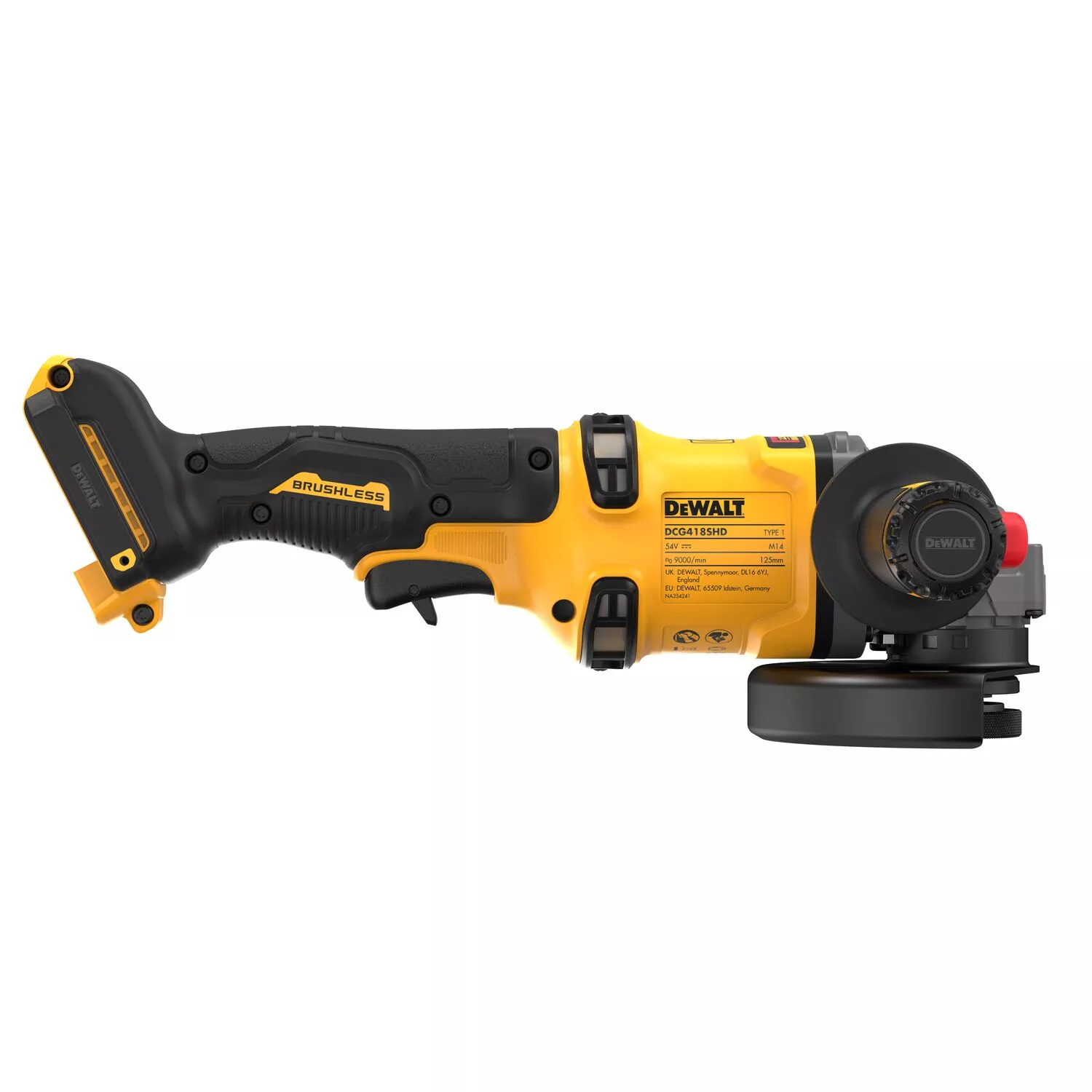 DeWALT DCG418SHDN Corps de meuleuse d'angle sans fil Li-ion XR FlexVolt 54 V - 125 mm - Interrupteur de sécurité dans la poignée latérale-image