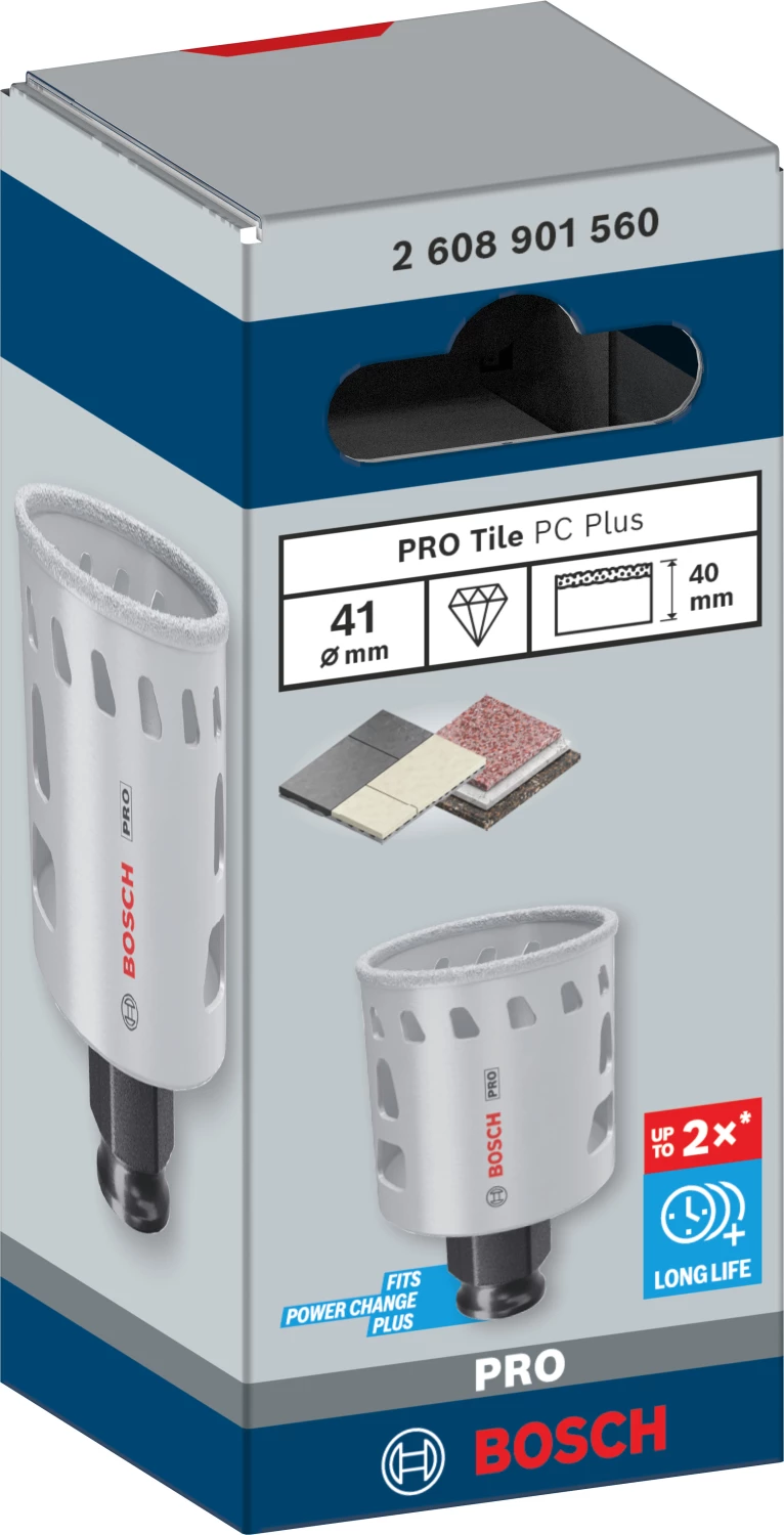 Bosch 2608901560 Scie cloche diamantée PRO Tile PC Plus pour carrelage - 41 mm-image