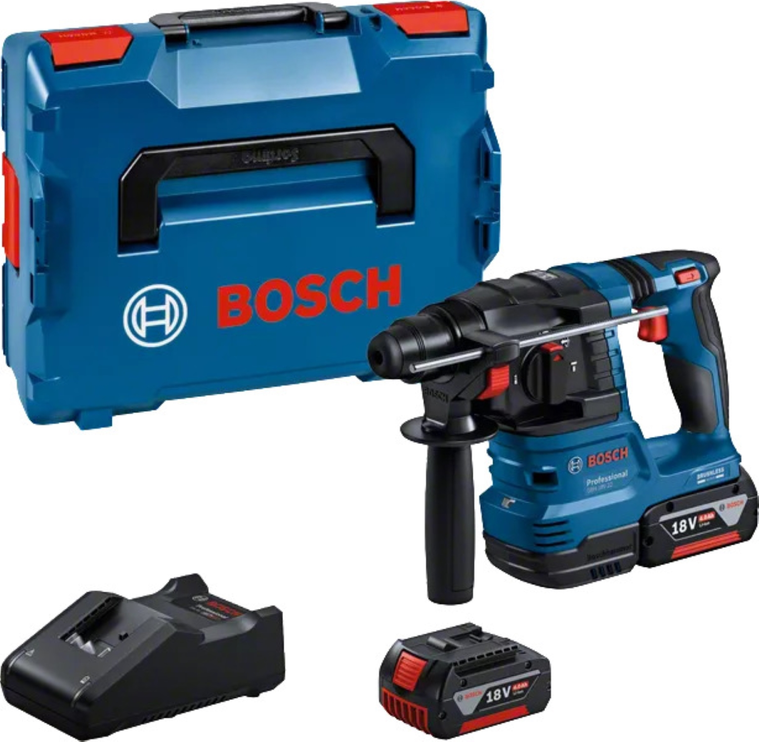 Bosch GBH 18V-22 18V accu boorhamer set in L-Boxx (2x 4.0Ah) - met afzuigunit-image