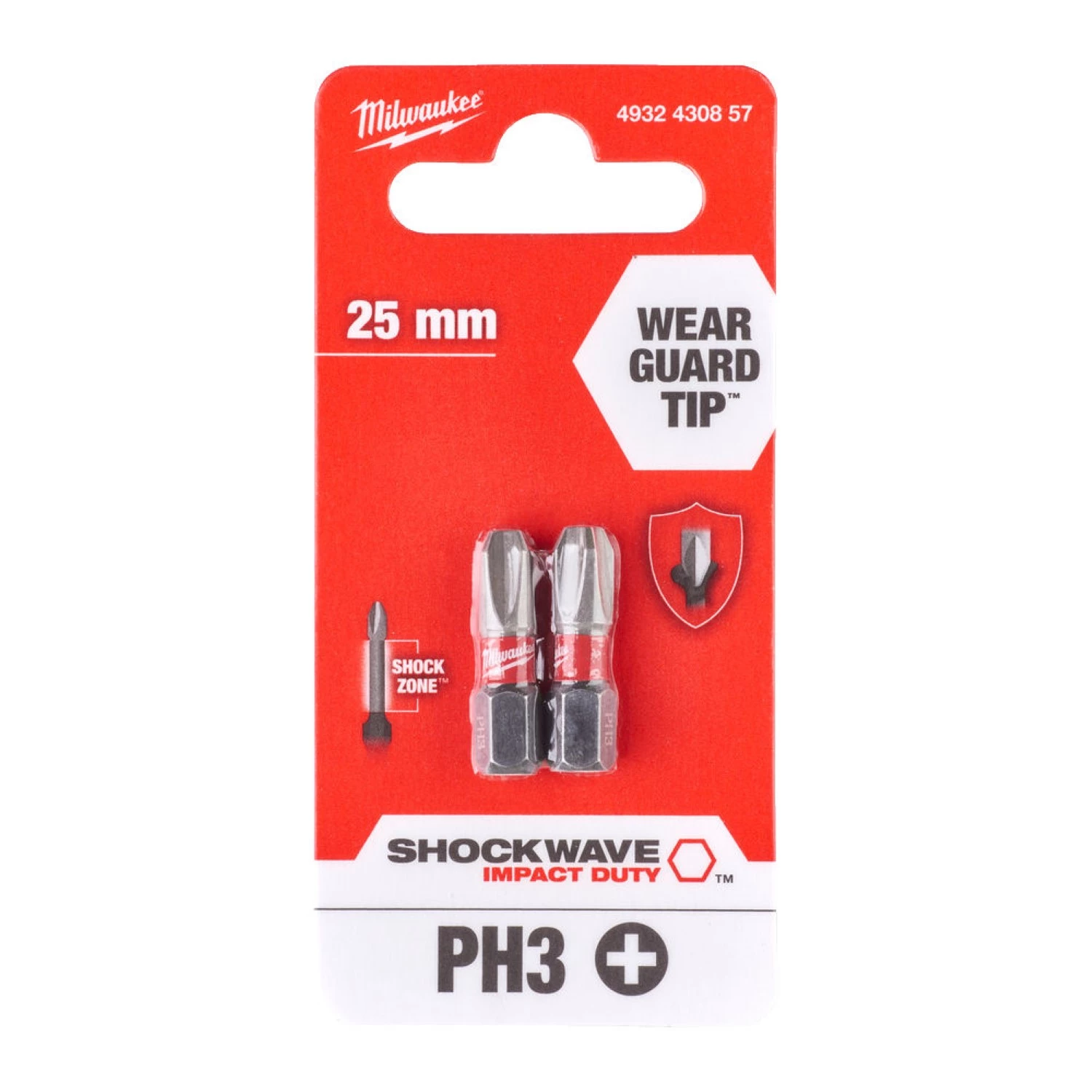 Milwaukee 4932430857 Shockwave™ Gen II PH3 25mm 2stuks-image