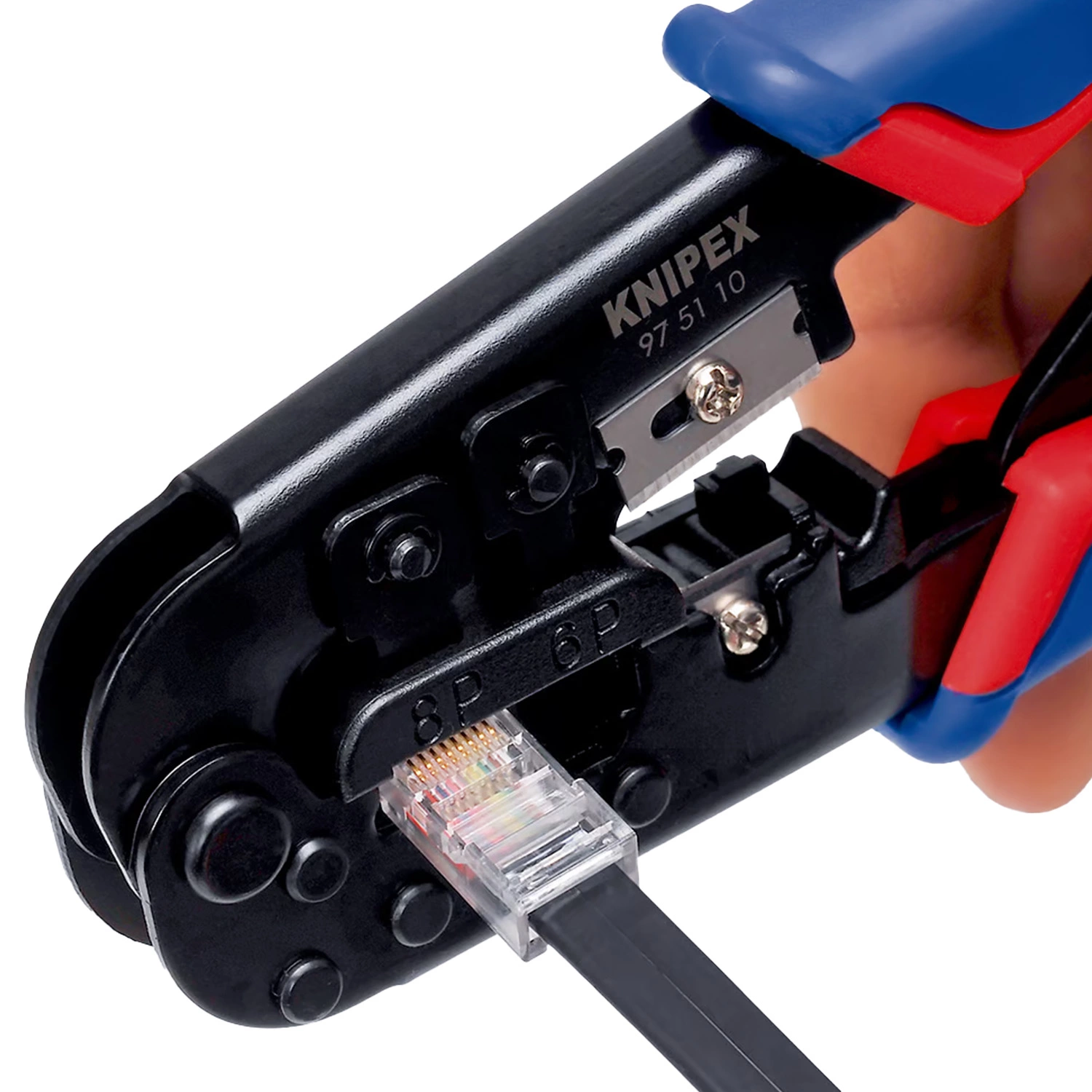 Knipex 975110 - Pince à sertir RJ11/12 (6 broches 9,65 mm) - RJ45 (8 broches 11,68 mm)-image