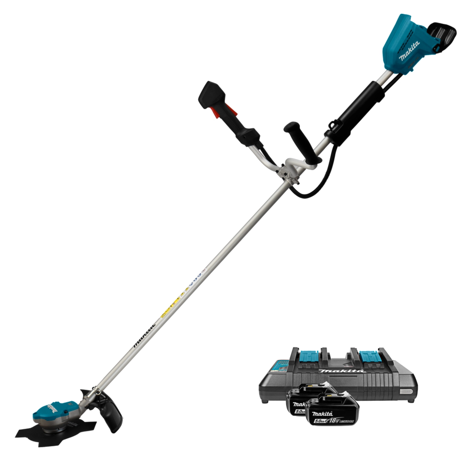 Makita DUR368APT2 Débroussailleuse sans fil - LXT 18V Li-Ion (2x 5,0 Ah) - Poignée en U - 230 mm - brushless-image