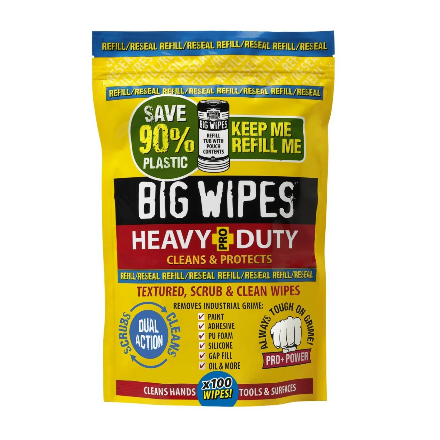 Big Wipes Heavy Duty Pro - 100pcs + pochette de recharge-image