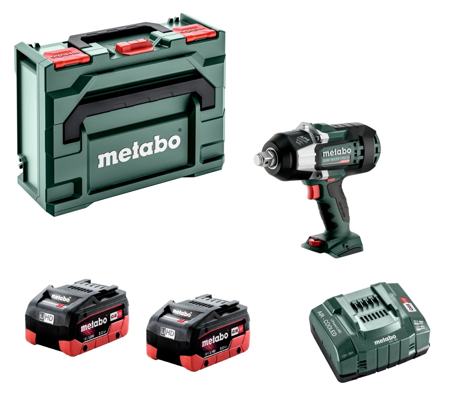 Metabo SSW 18 LTX 1750 BL 18V Li-ion Accu Slagmoersleutel set (2x 8.0Ah LiHD accu) in metaBOX-image