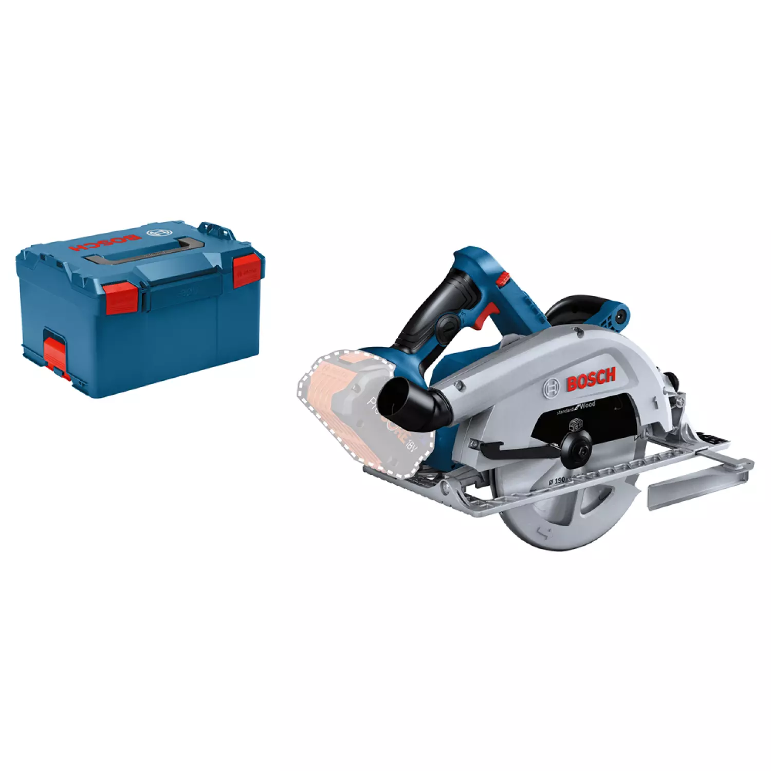 Bosch 06016B5001 - Scie circulaire sans fil GKS 18V-68 C C&G chargeur et batterie Li-Ion non livrée, lame de scie Standard for Wood 190mm, butée parallèle-image