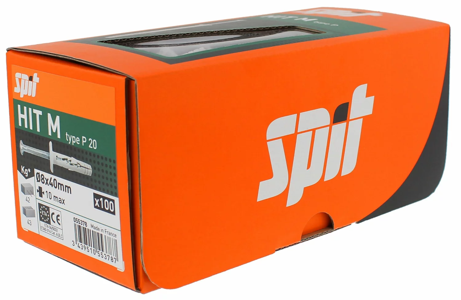 Spit 055378 Slagplug Hit M met kraag - 8 x 40mm - PZ2 (100st)-image