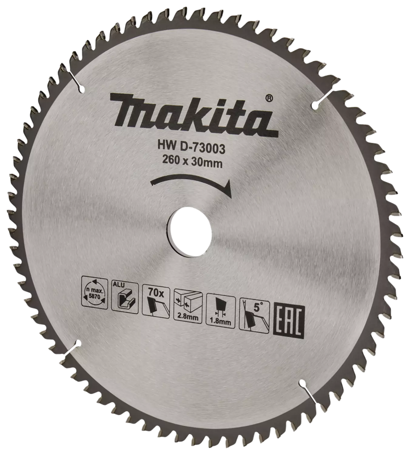 Makita D-73003 Afkortzaagblad - 260 x 30 x 70T - aluminium-image