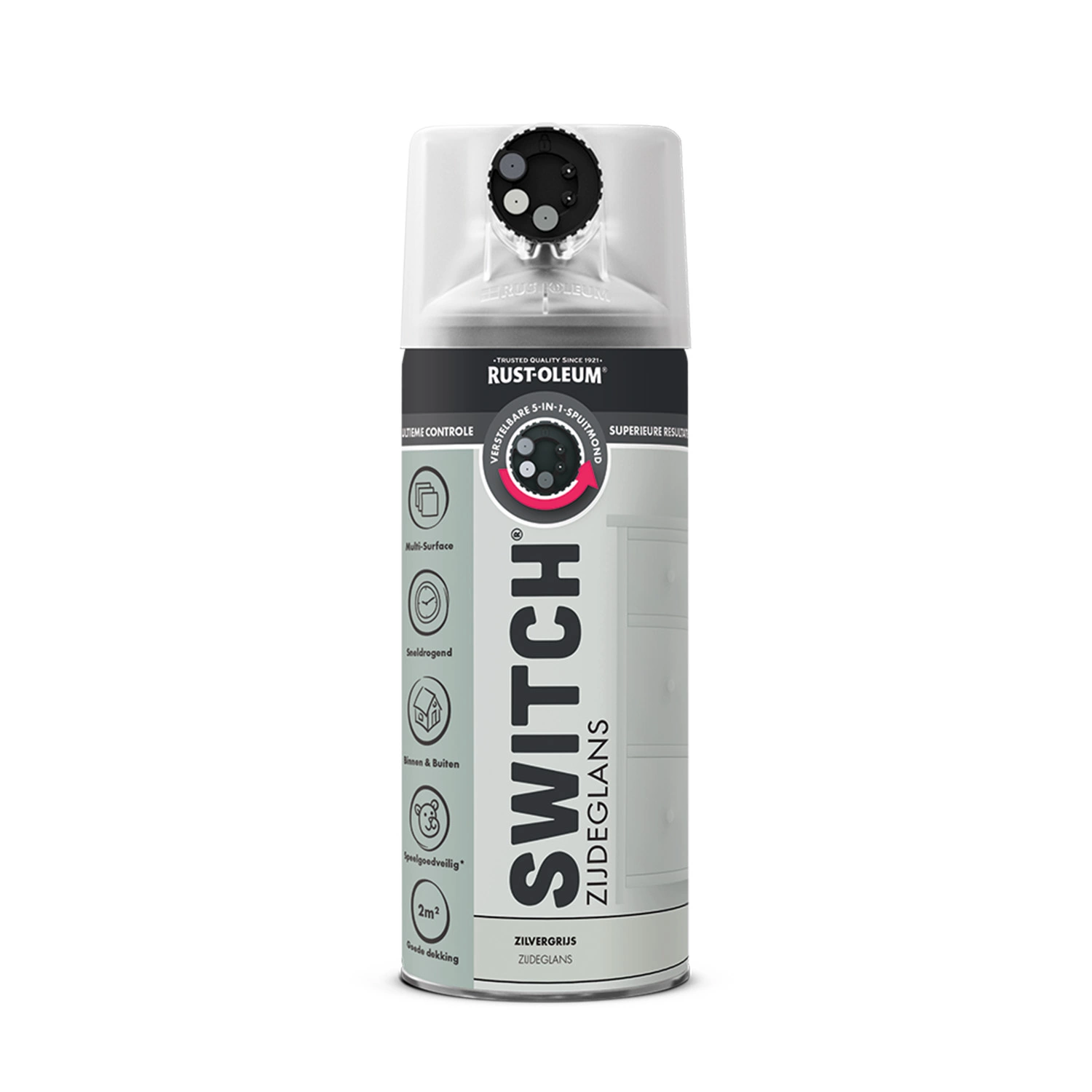 Rust-Oleum Switch Spuitlak - Zijdeglans Zilvergrijs - 400ml-image