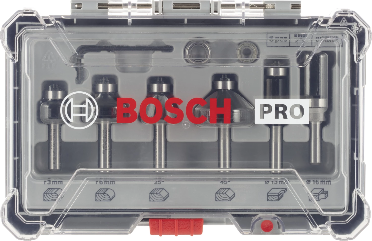 Bosch 2607017469 6-delige Frezenset in cassette - Afronden en profileren - 8mm-image
