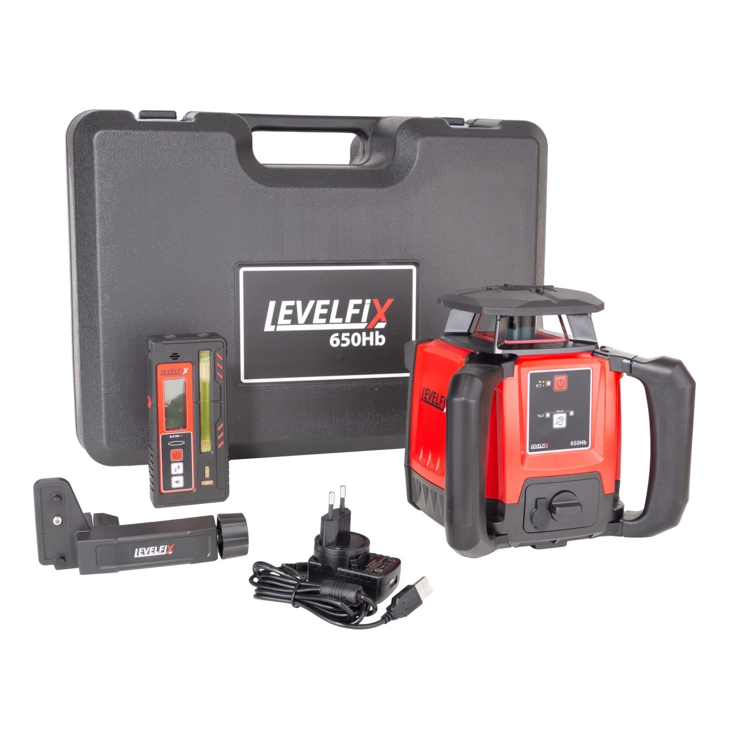 Levelfix 650Hb Roterende laser set incl. ontvanger in koffer - Rood - 600m - IP66-image