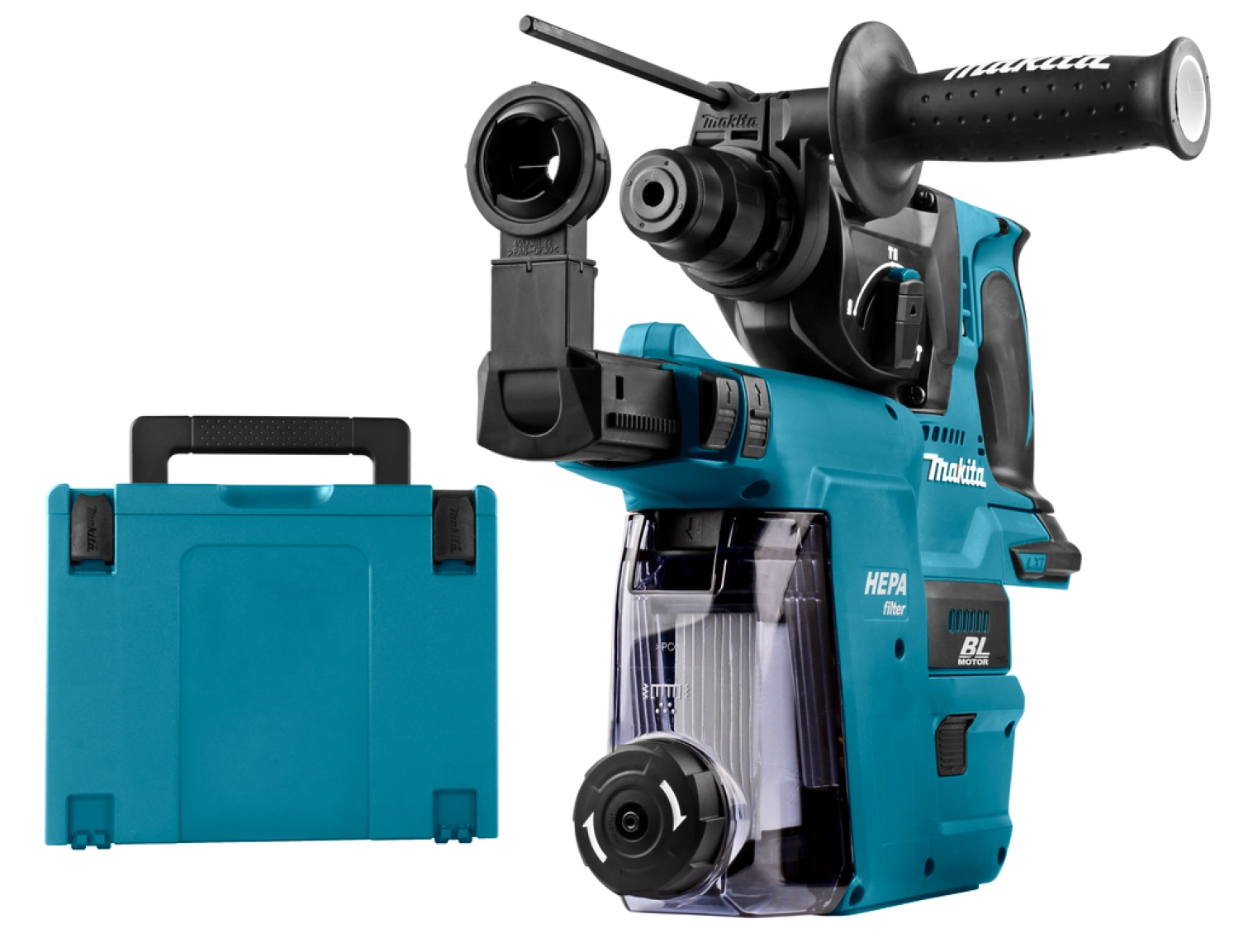 Makita DHR242ZJW LXT 18V Li-Ion SDS-Plus Batterie Marteau piqueur sans fil avec aspiration de la poussière dans la Mbox- 2J -  moteur sans charbon-image