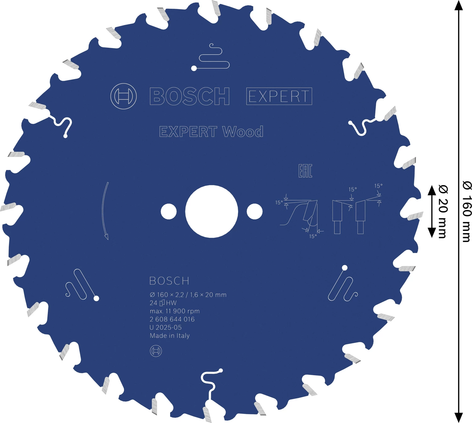 Bosch 2608644016 Expert Cirkelzaagblad - 160 x 20 x 24T - Hout - Carbide-image