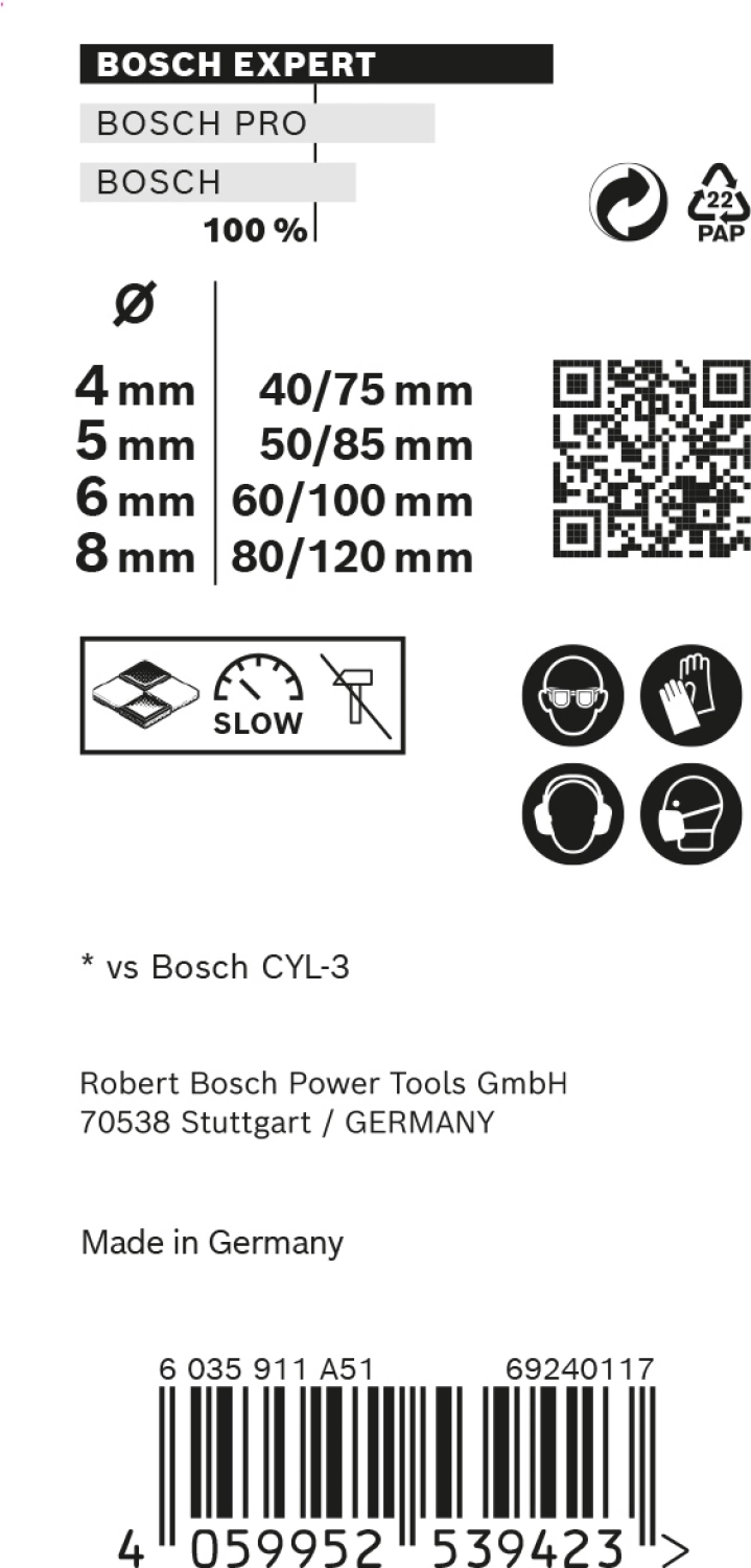 Bosch 2608900649 EXPERT 4-delige Universeelborenset CYL-9 MultiConstruction - 4/5/6/8mm-image