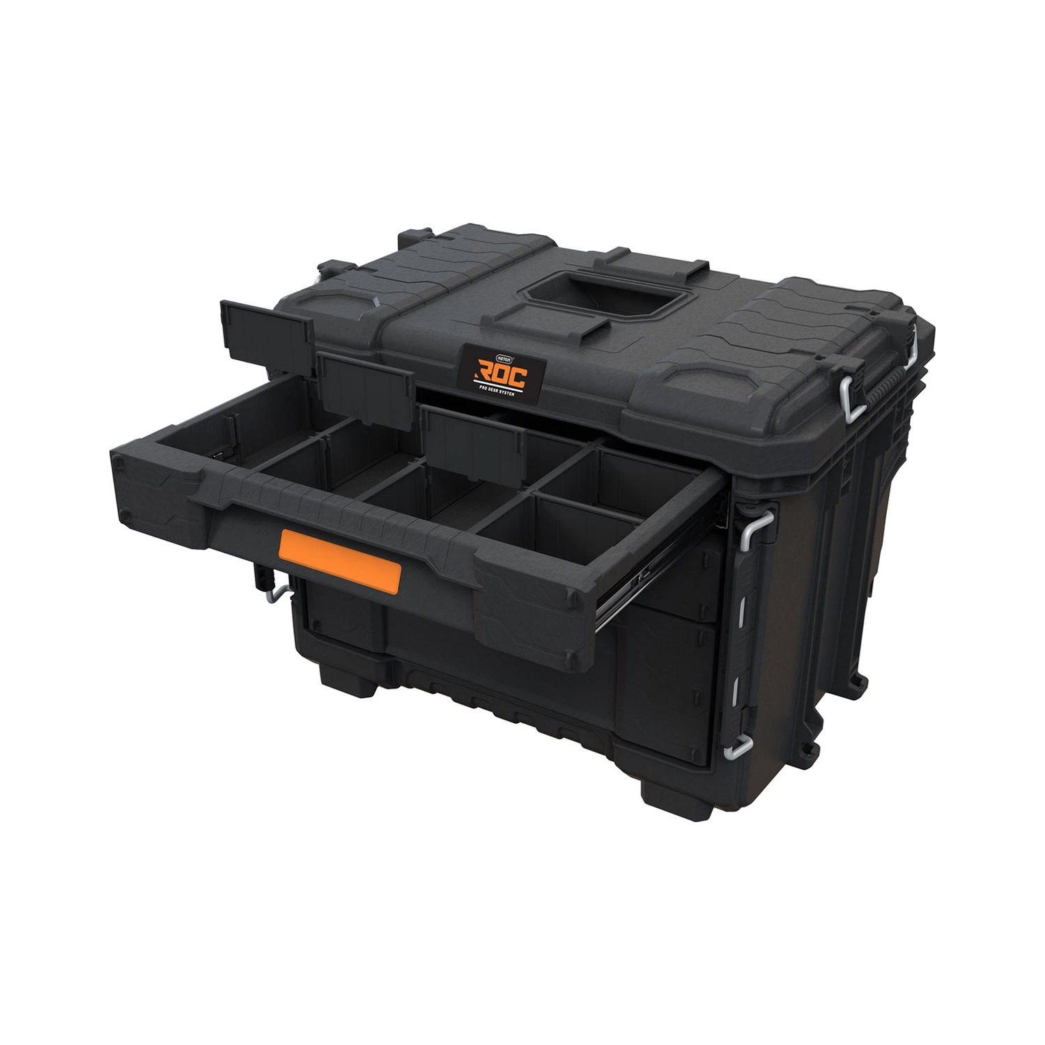 Keter 260652 ROC Pro Gear Trolley Coffre de rangement avec 2+1 tiroirs-image