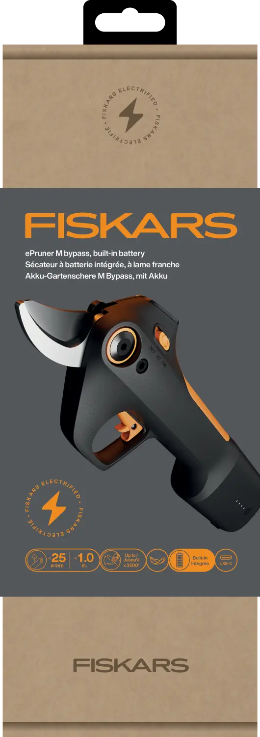 Fiskars accu snoeischaar M bypass met ingebouwde accu