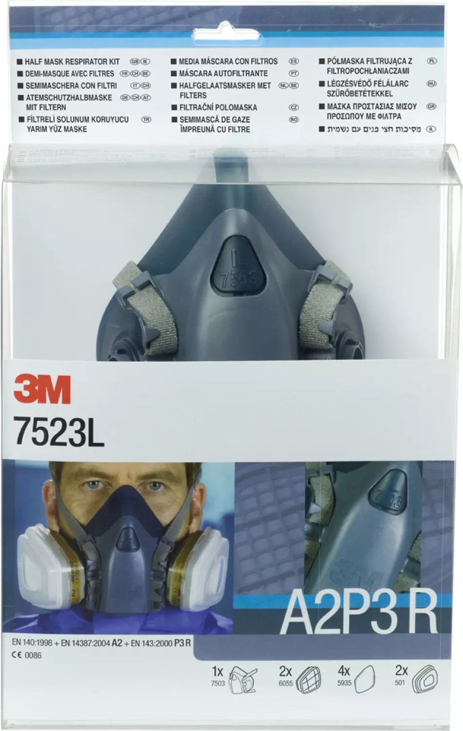 3M 7523L starterskit voor halfgelaatsmaskers met A2-P3 R filtercombinatie-image