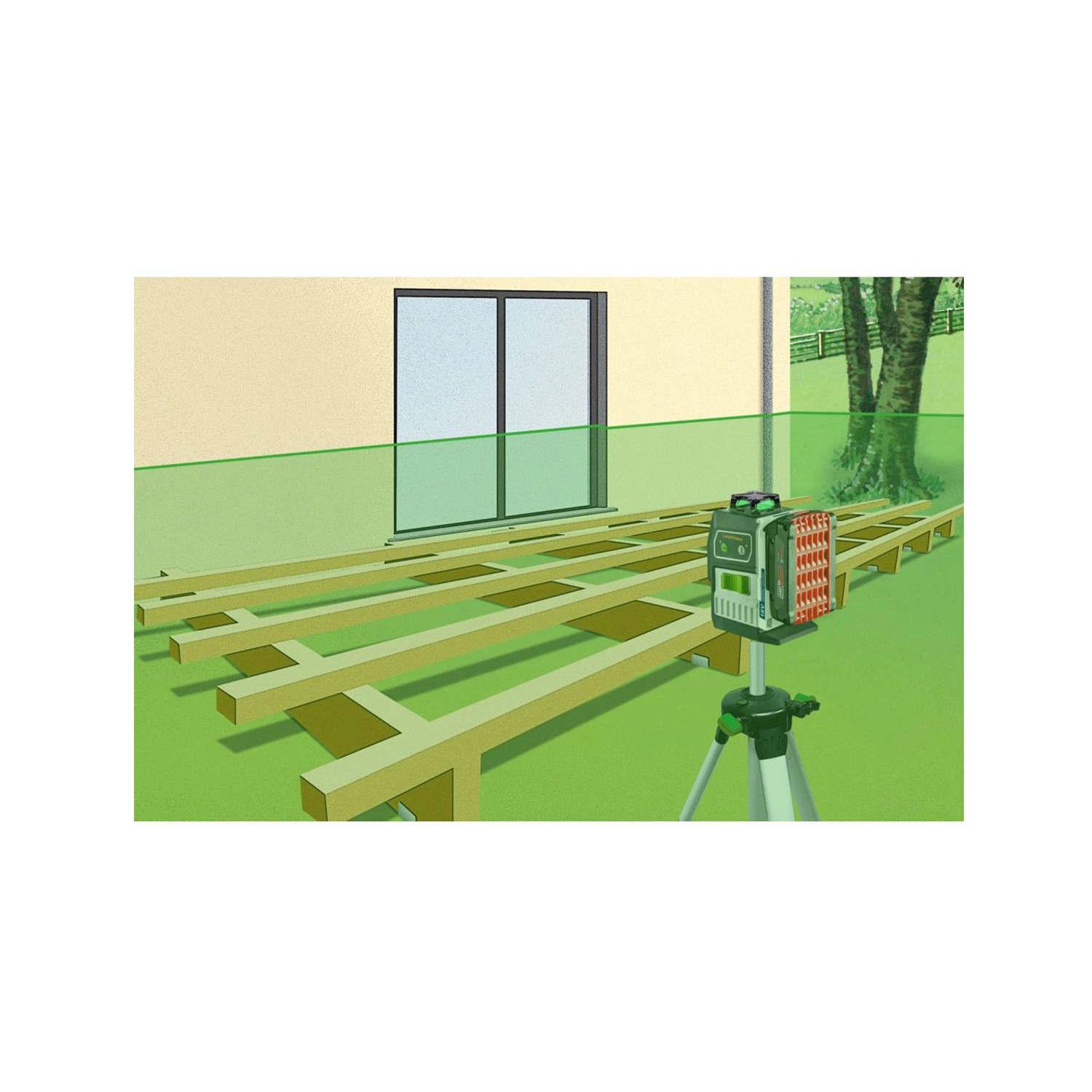 Laserliner SuperLine-Laser G360 Multi-18V Kruislijnlaser incl. statief in tas - 2 lijnen - groen - 30m-image