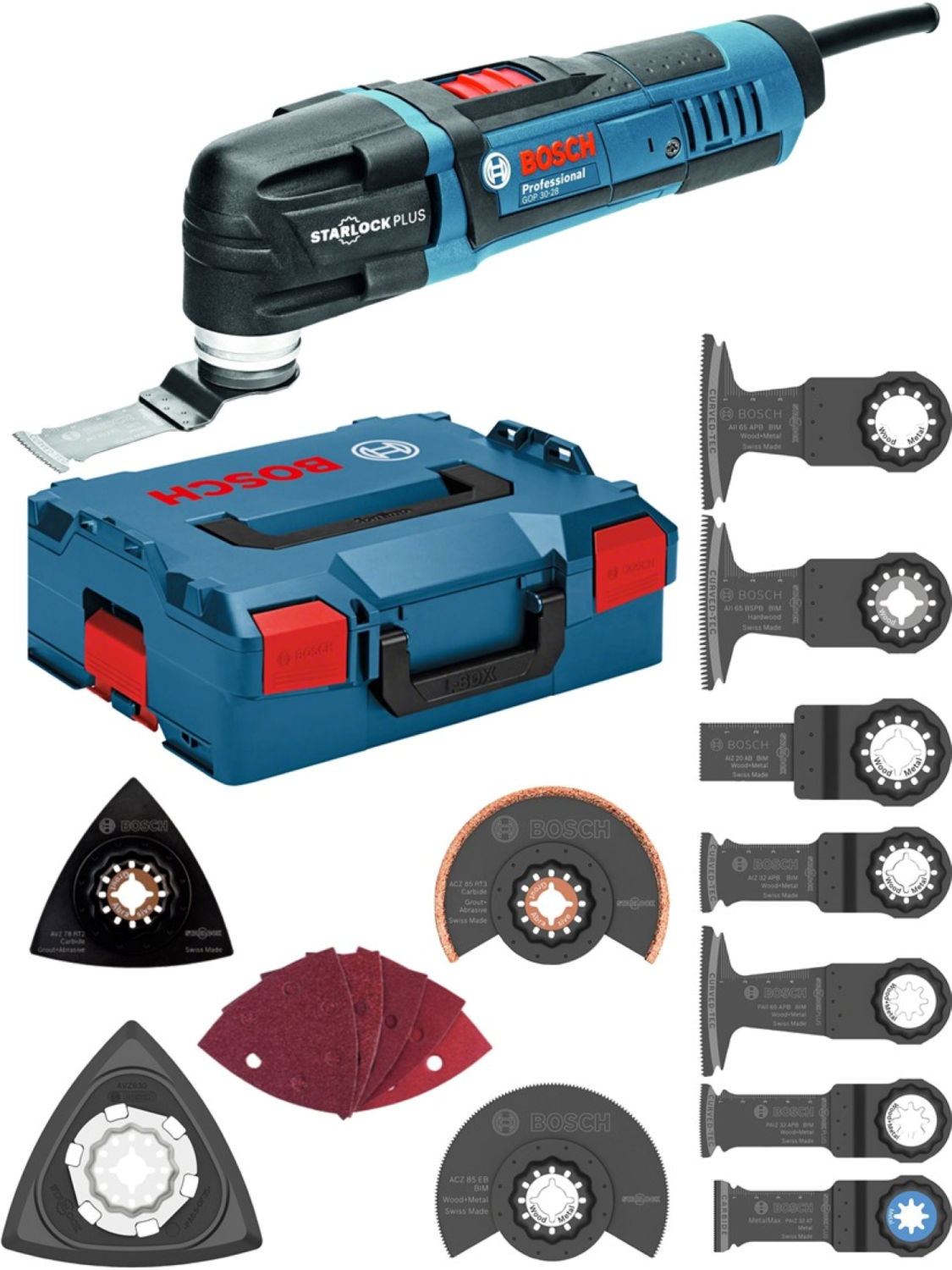 Bosch GOP 30-28 Multitool + 16 delige accessoireset in L-Boxx - 300W-image