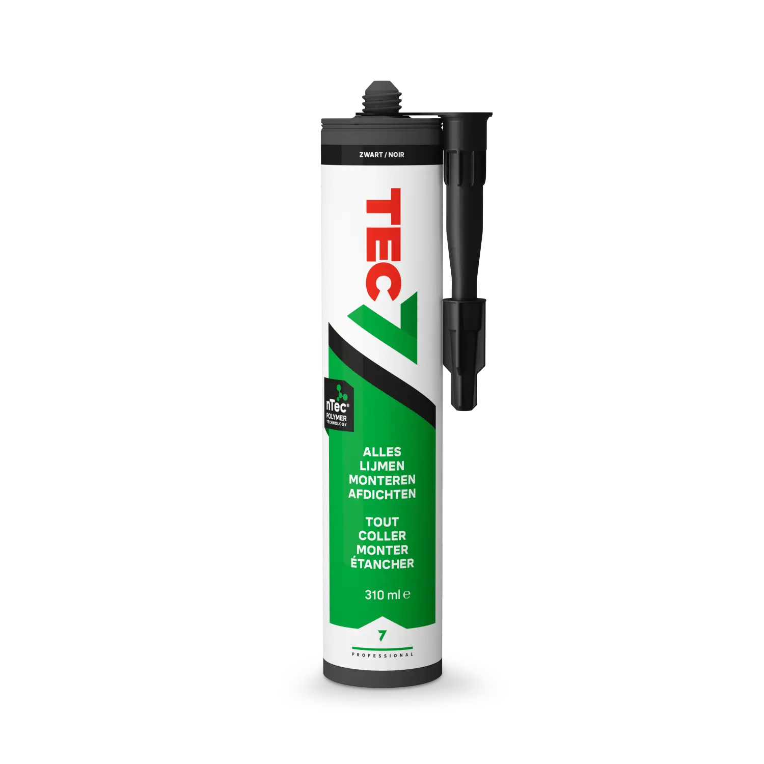 TEC7 Mastic de montage - Noir - Cartouche - 310 ml (10 cartouches + 2 offertes)