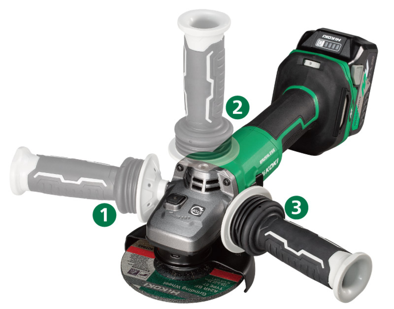 HiKOKI G1813DF WQZ Accu haakse slijpmachine - 18V - BL - 125mm - Rem - Dodemansschakelaar - MV - 2x 18V 5-0Ah in HSC II-image