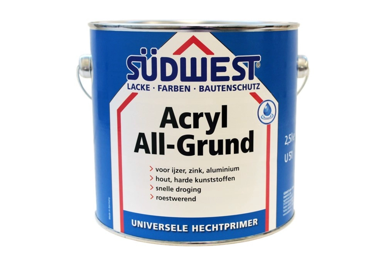 Südwest Acryl Allgrund U51 - Ral 9005 zwart - 750ML