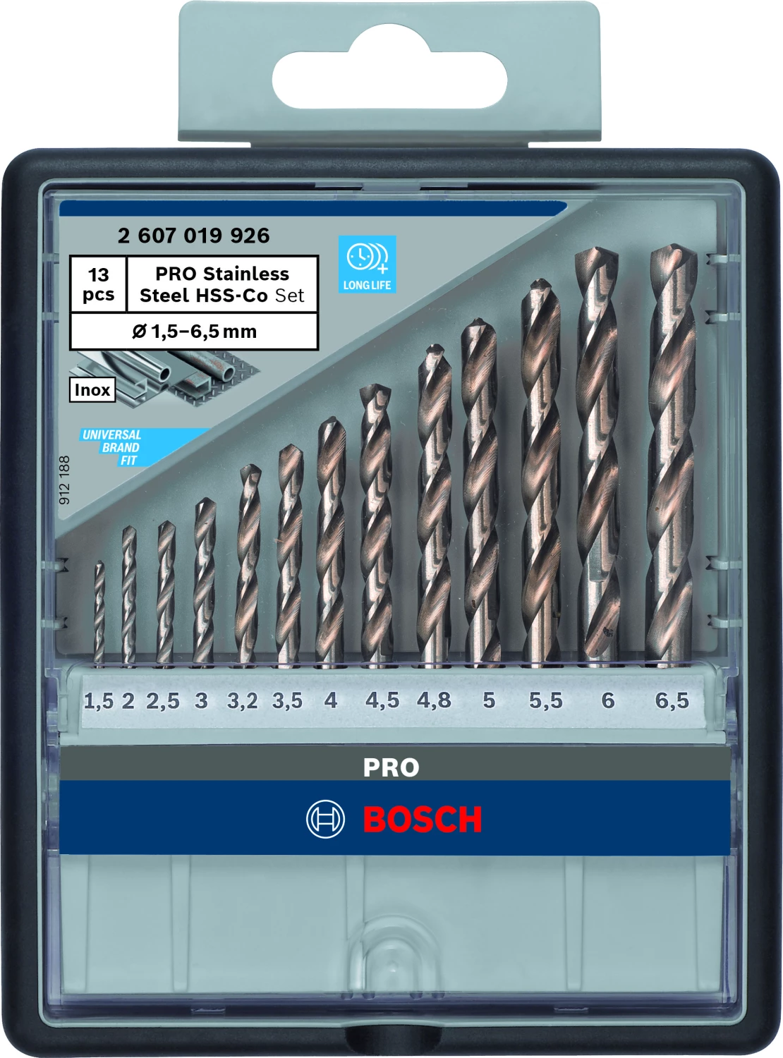 Bosch 2607019926 - Set 13 pièces foret à métaux HSS-Co Robust Line, 1,5; 2; 2,5; 3; 3,2; 3,5; 4; 4,5; 4,8; 5; 5,5; 6; 6,5 mm-image