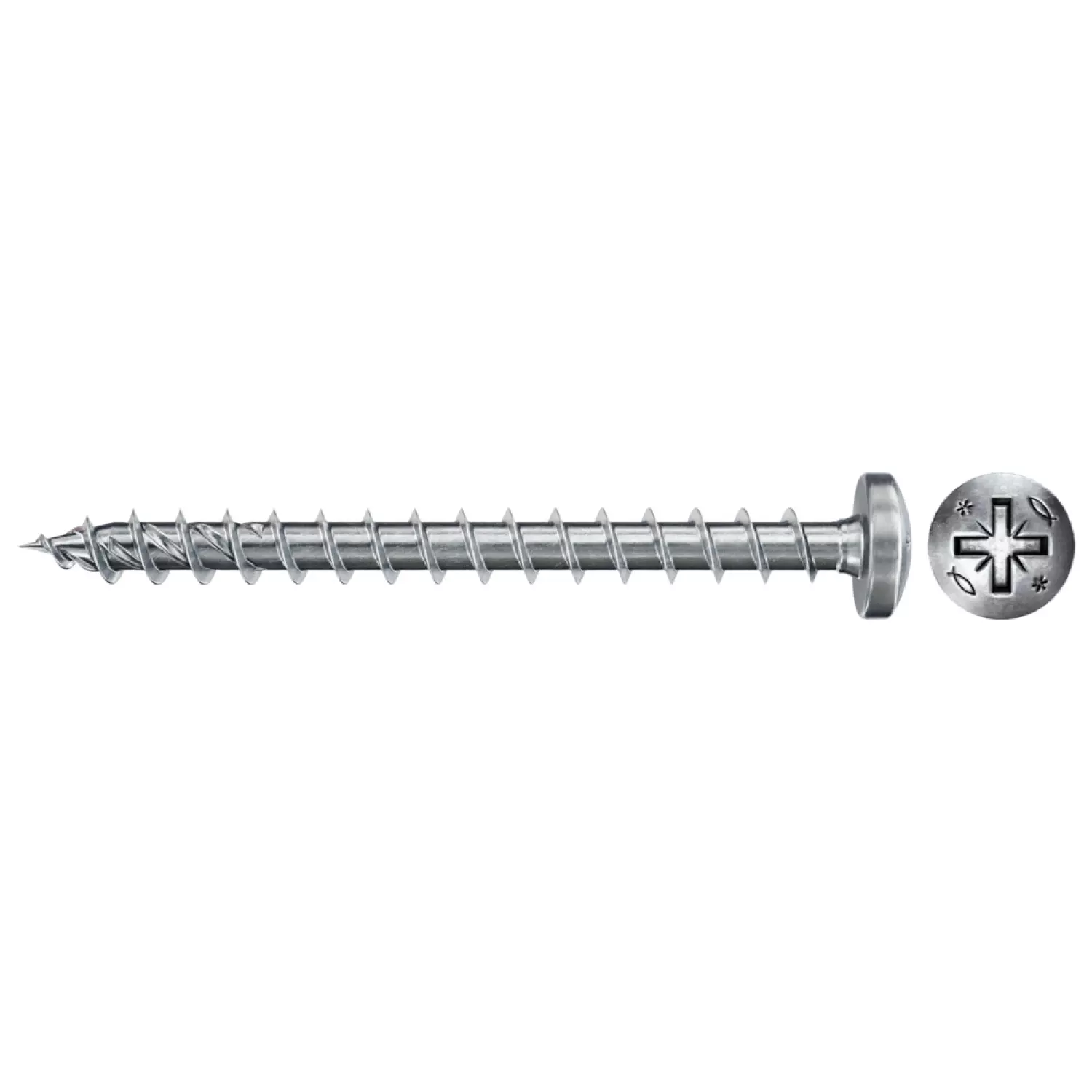 Fischer 670444 Spaanplaatschroef Power-Fast II - PZ2 - 5.0 x 25mm - Bolkop - Voldraad - Verzinkt (200st)-image