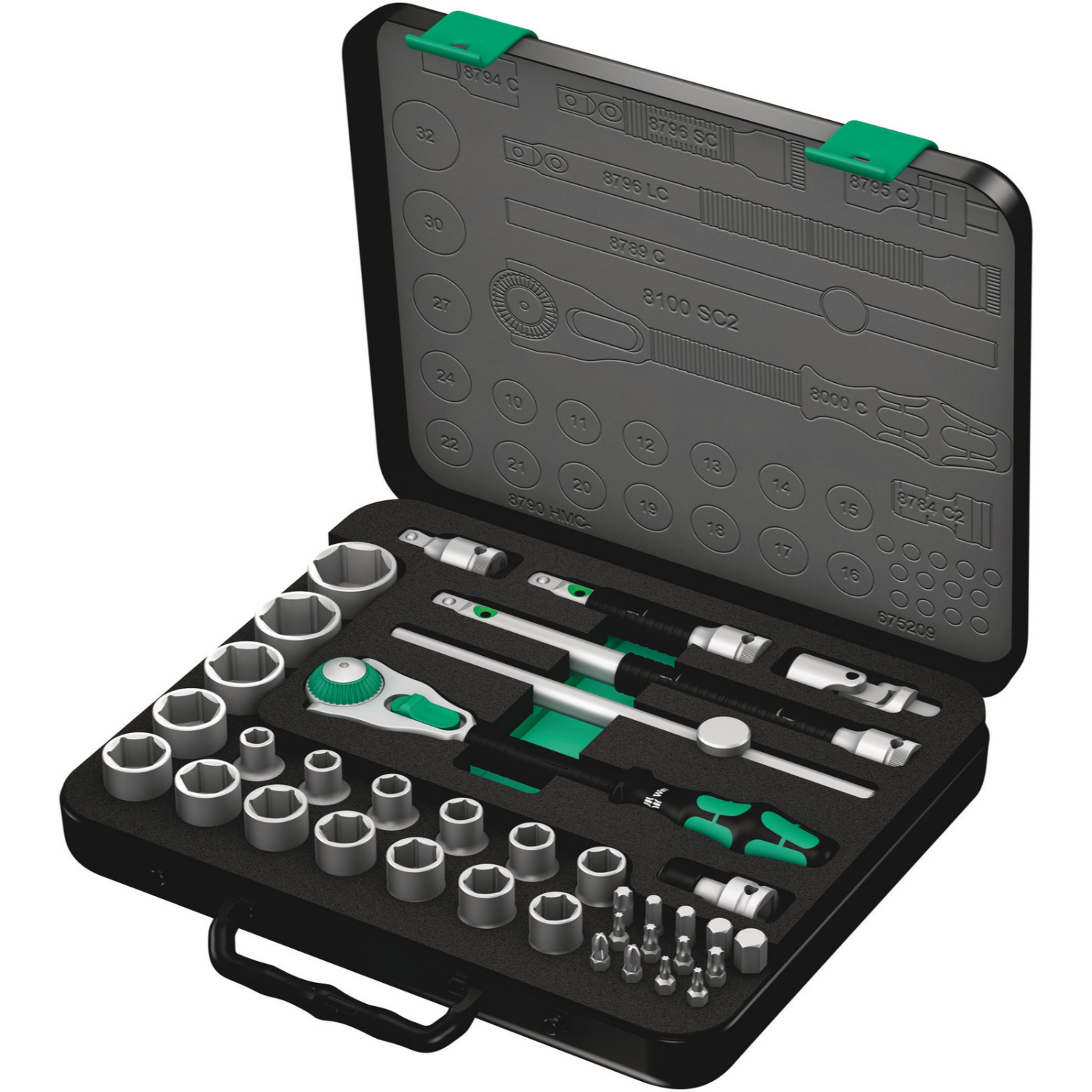 Wera 8100 SC 2 Jeu cliquet Zyklop Speed à emmanchement 1/2" - métrique - (Jeu de 37pcs)-image