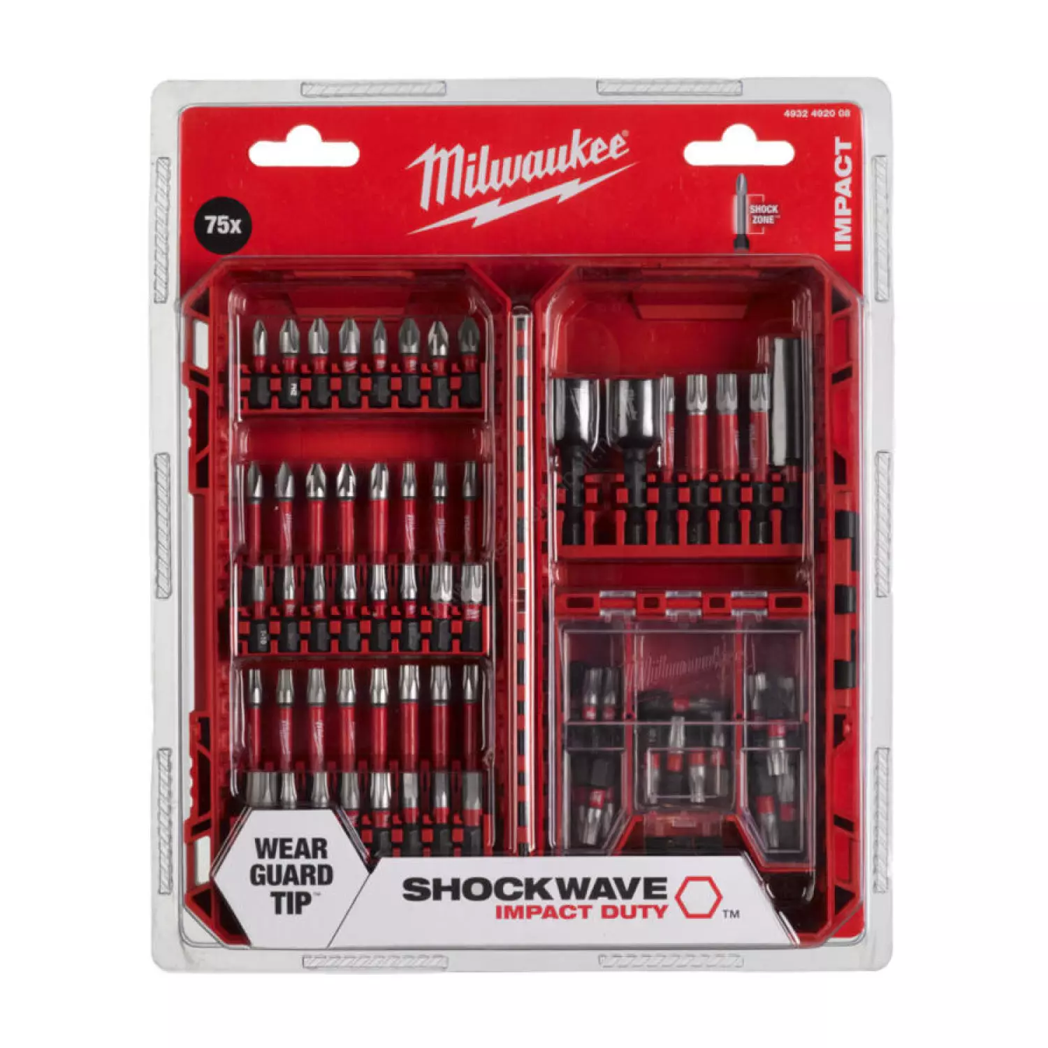 Milwaukee 4932492008 Jeu d'embouts  Shockwave Set en caissette  75 pièces-image