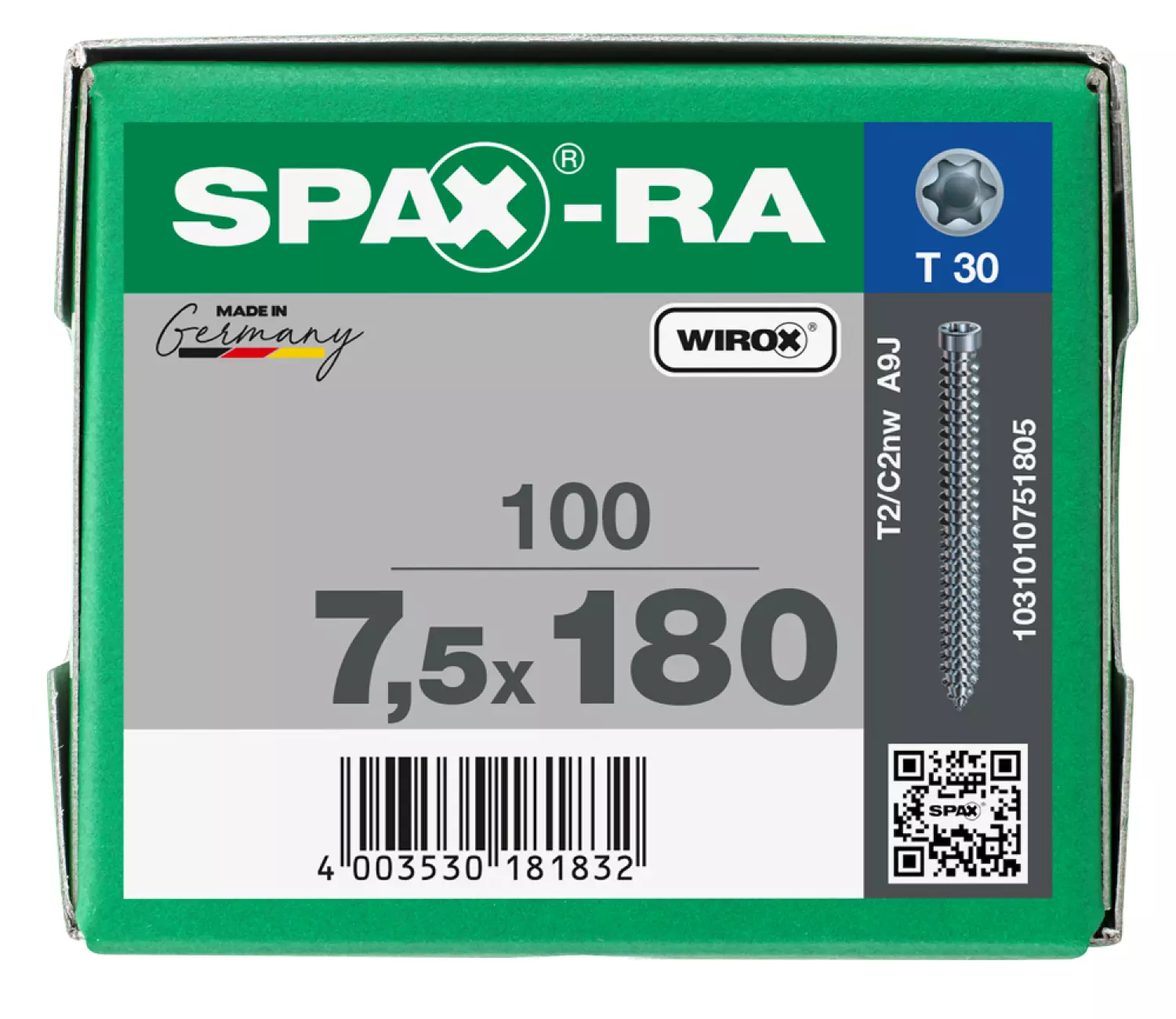 SPAX Kozijnschroeven cilinderkop - voldraad - T30 - 7.5x180 mm (100st)-image